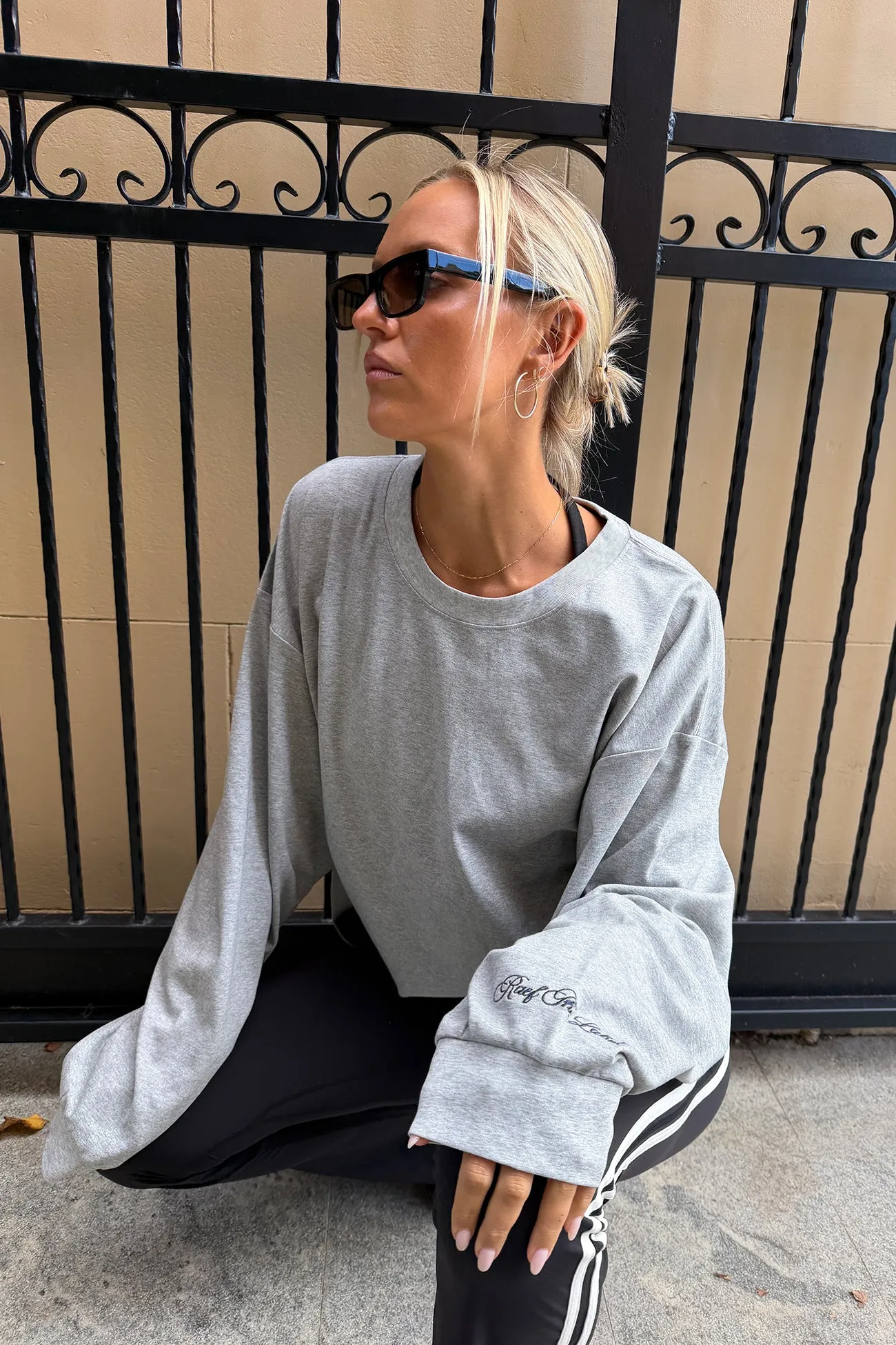 Logan Oversized LS Tee - Grey Marle sold by RAEF product image thumbnail 4