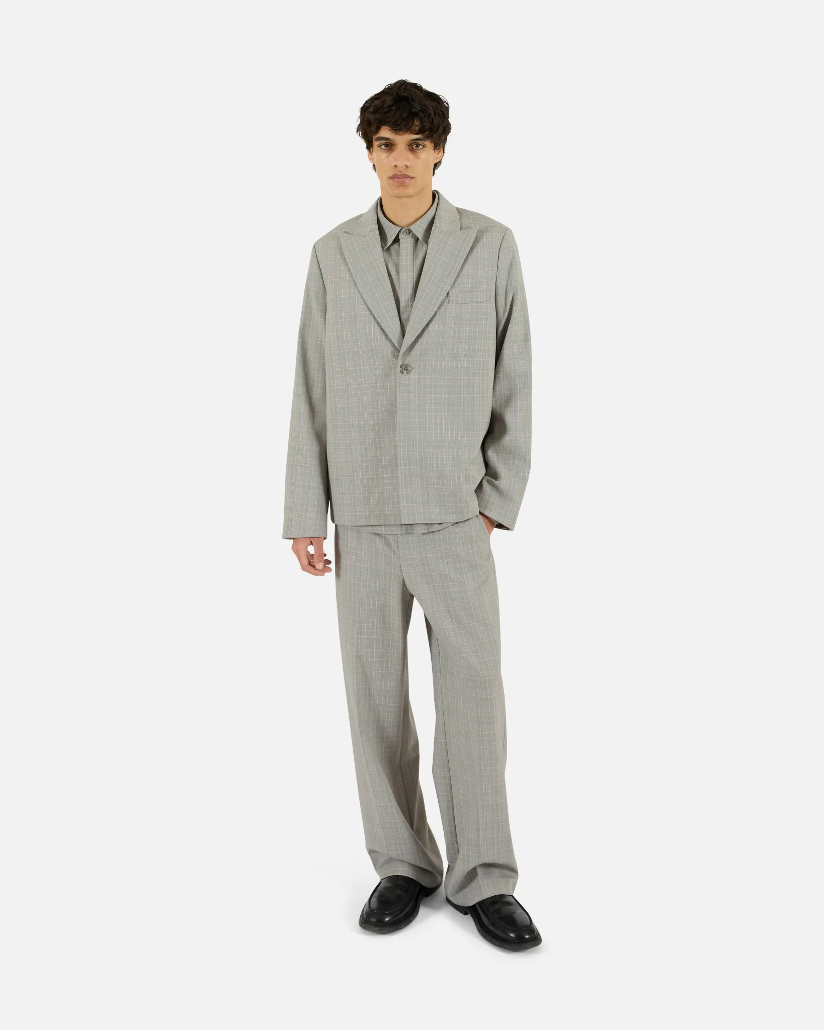Wool Plaid Single-Button Blazer sold by KROST product image thumbnail 2