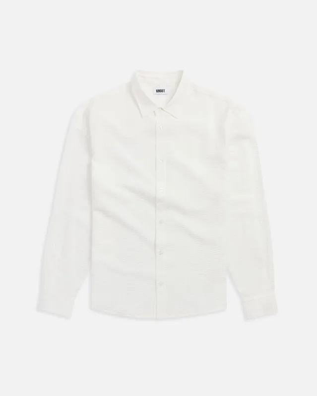 Jordan Striped Wrinkle Shirt - White made by KROST