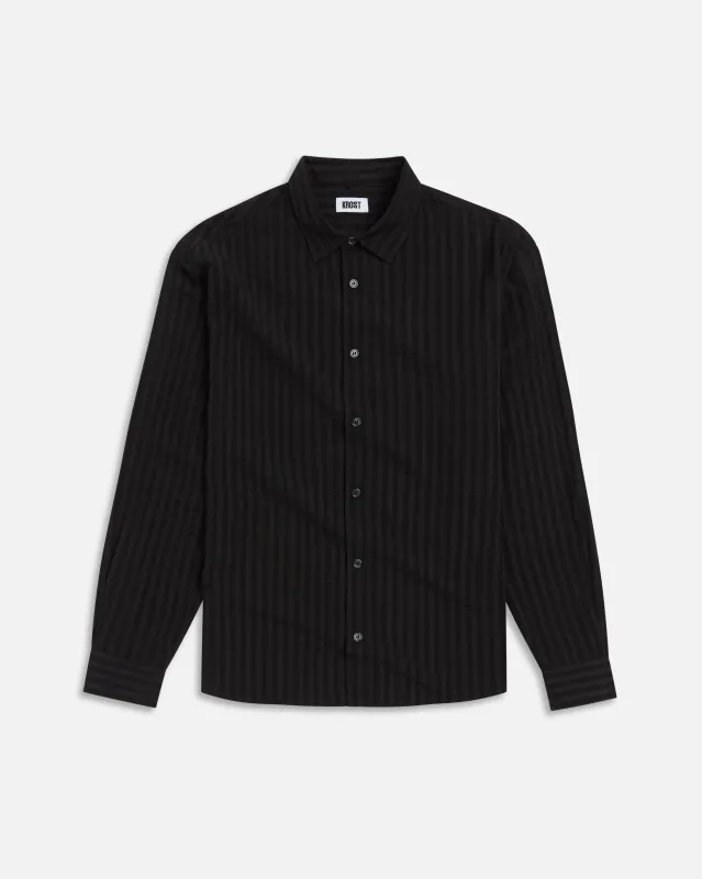 Jordan Striped Wrinkle Shirt - Black made by KROST