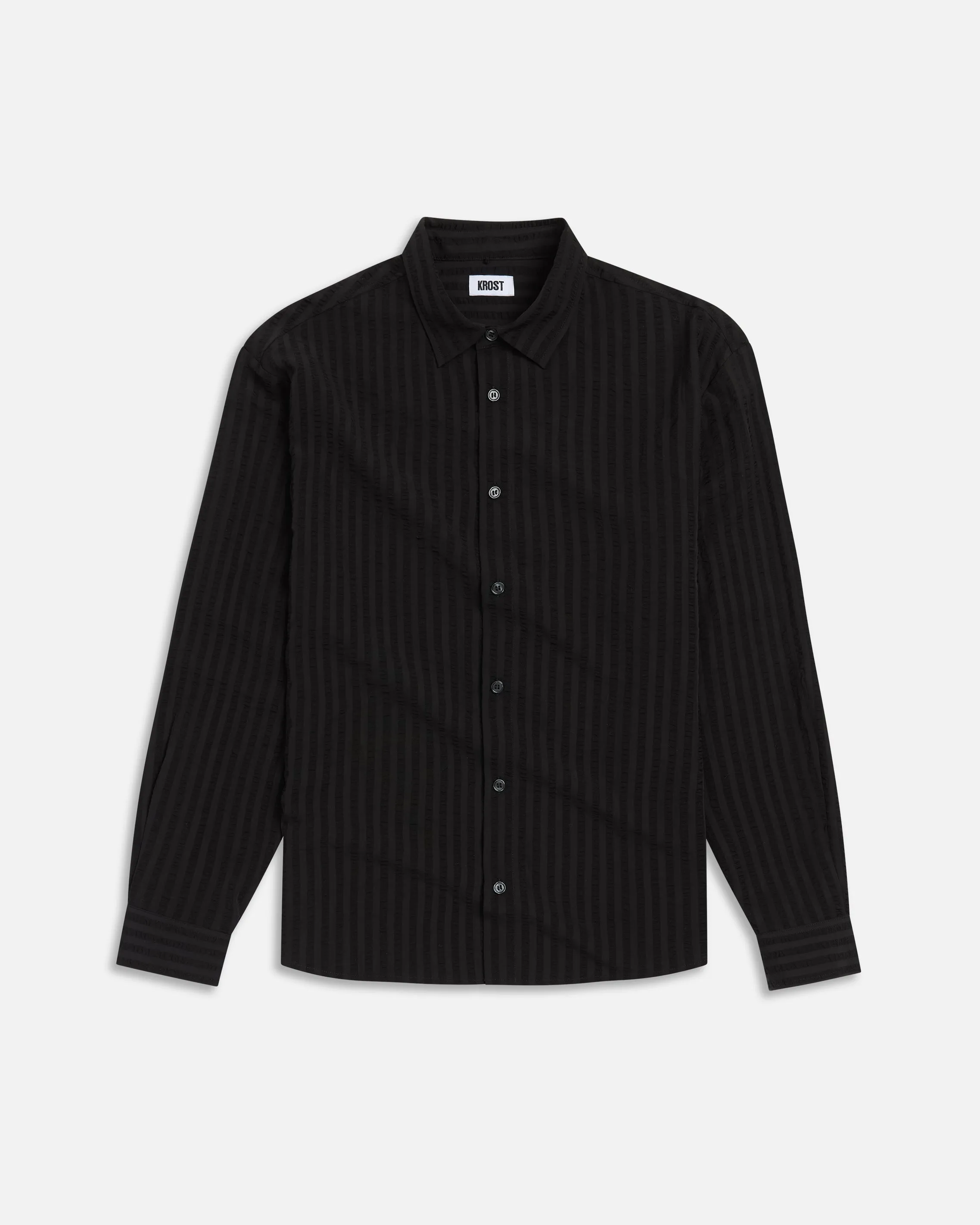 Jordan Striped Wrinkle Shirt - Black sold by KROST