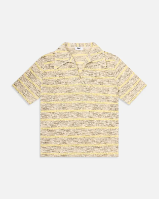 Multi-Color Striped Knit Polo made by KROST