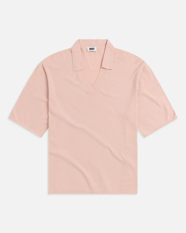 Crepe Knit Polo - Dusky Peach made by KROST