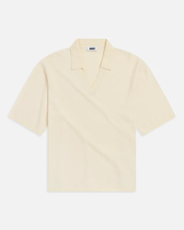 Crepe Knit Polo - Egret made by KROST