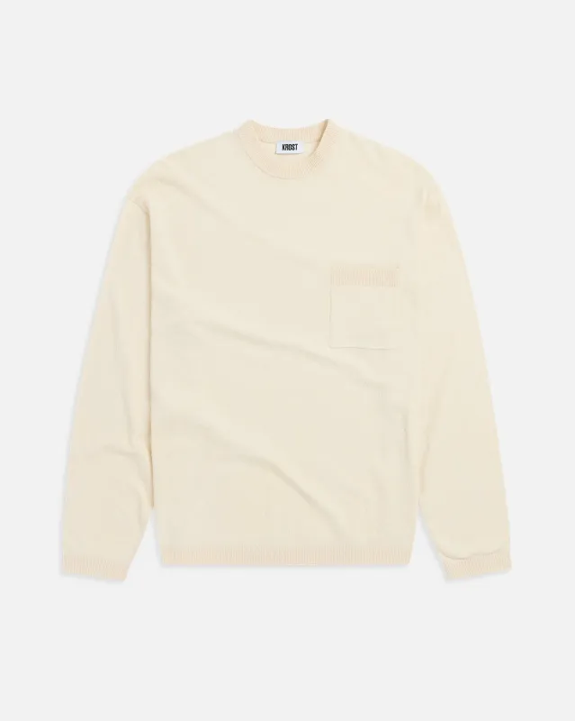 Crepe Knit Long Sleeve Shirt - Egret made by KROST