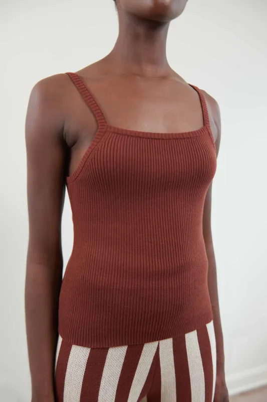 ANU RIBBED TANK | cacao | organic | WAREHOUSE SALE sold by Maria Stanley