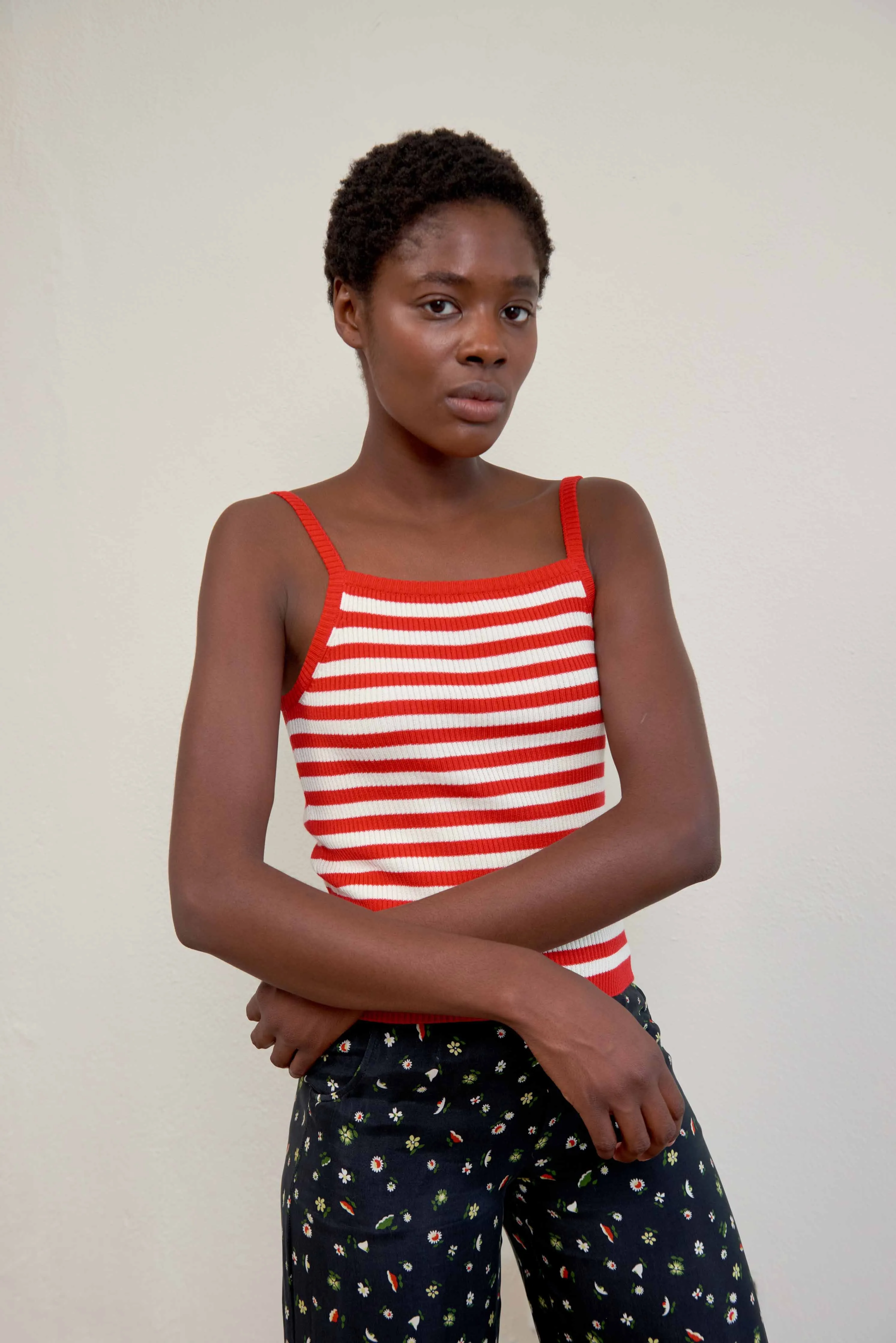 ANU RIBBED TANK | piquillo stripe | organic | WAREHOUSE SALE sold by Maria Stanley