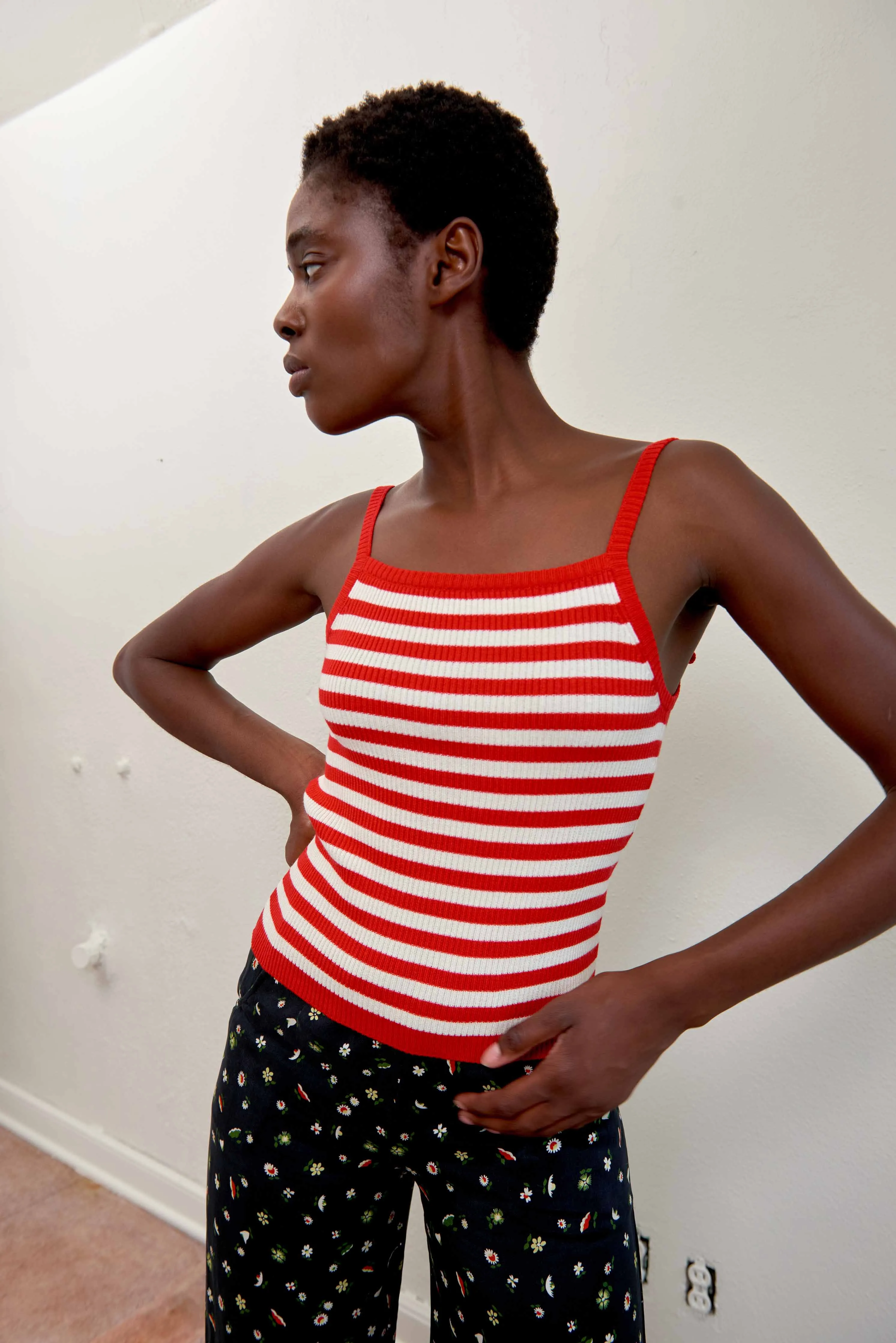 ANU RIBBED TANK | piquillo stripe | organic | WAREHOUSE SALE sold by Maria Stanley product image thumbnail 3