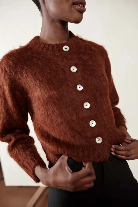 BRUSHED CARDI | maple sold by Maria Stanley