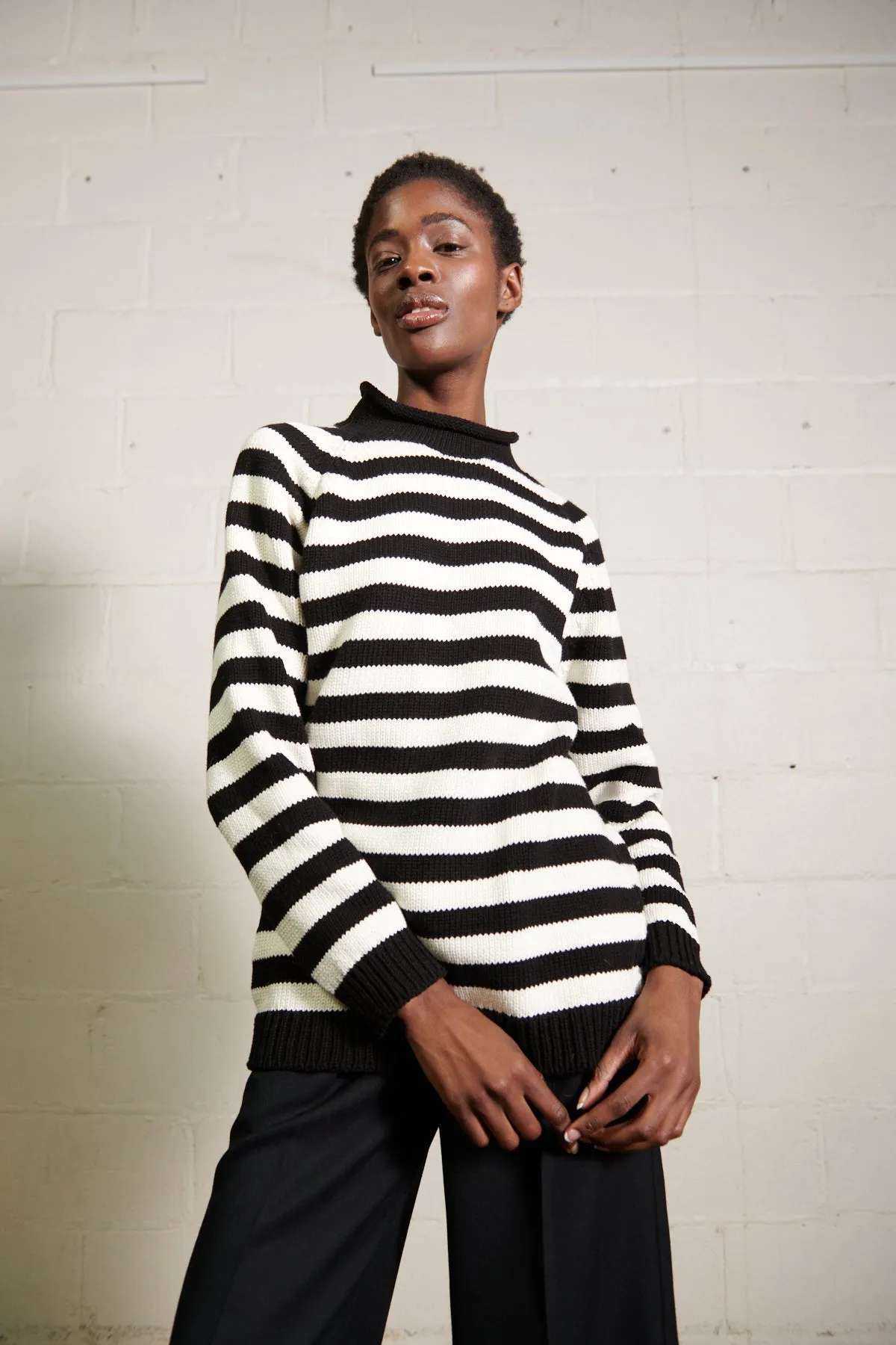 CHUNKY OVERSIZED JUMPER | ecru stripe sold by Maria Stanley