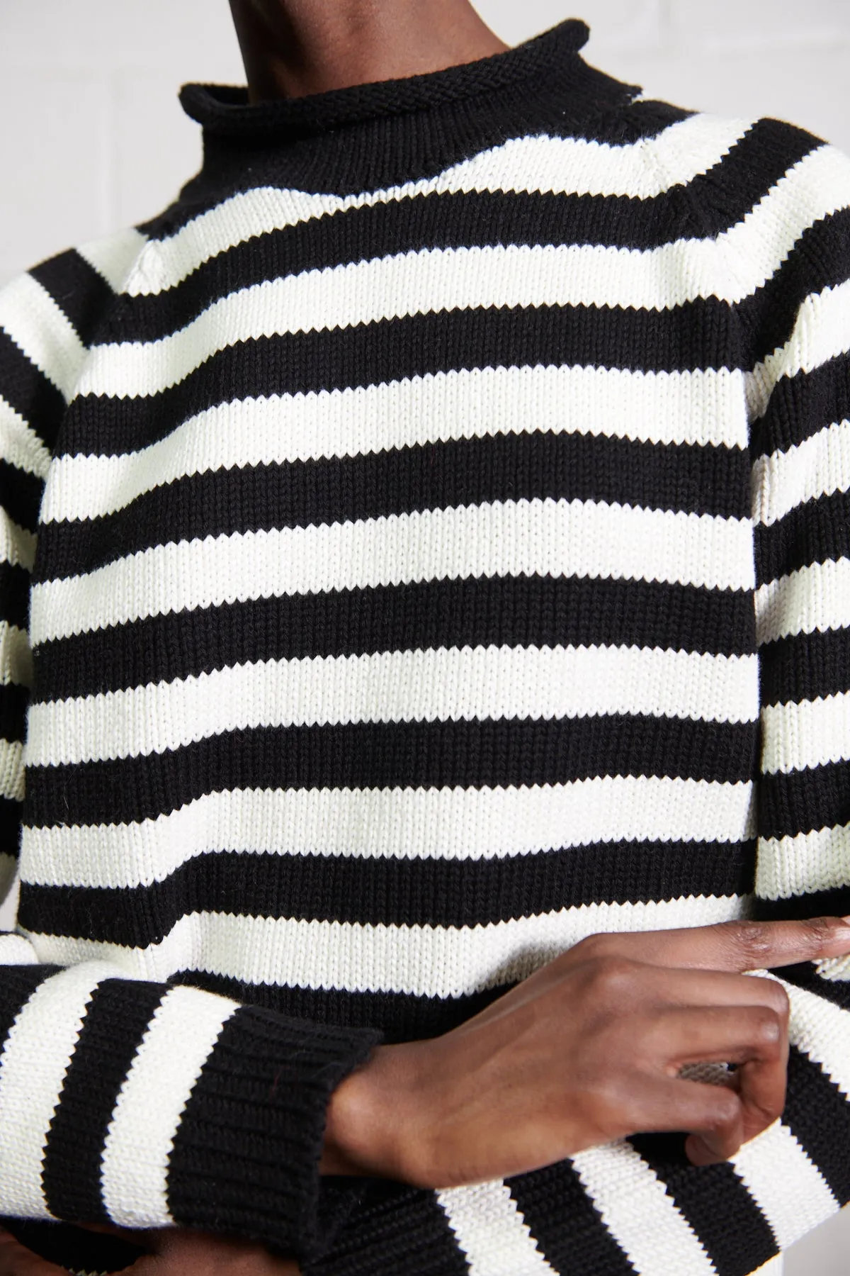 CHUNKY OVERSIZED JUMPER | ecru stripe sold by Maria Stanley product image thumbnail 3