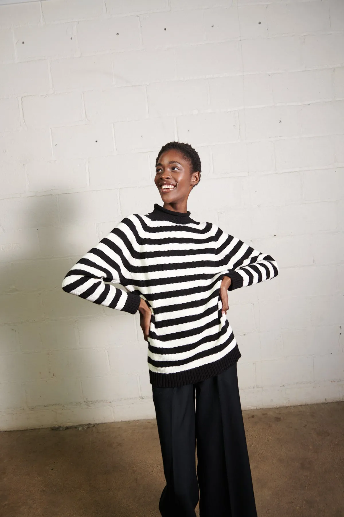 CHUNKY OVERSIZED JUMPER | ecru stripe sold by Maria Stanley product image thumbnail 4
