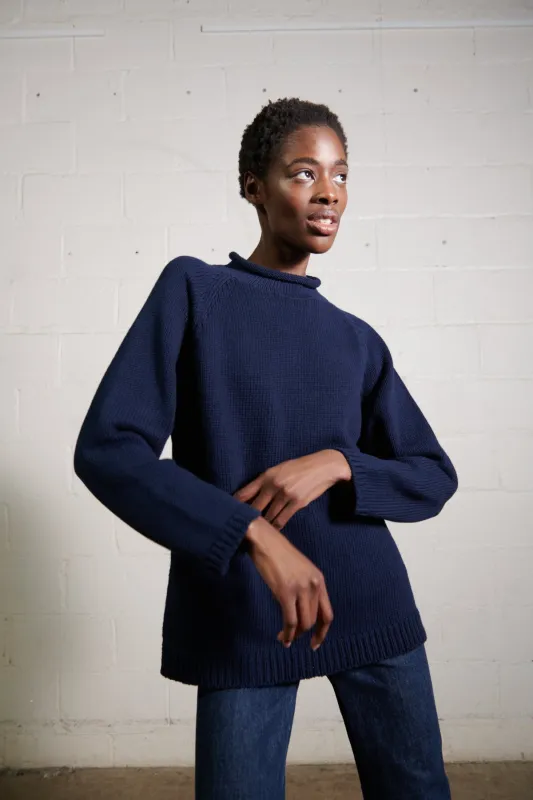 CHUNKY OVERSIZED JUMPER | navy | organic sold by Maria Stanley