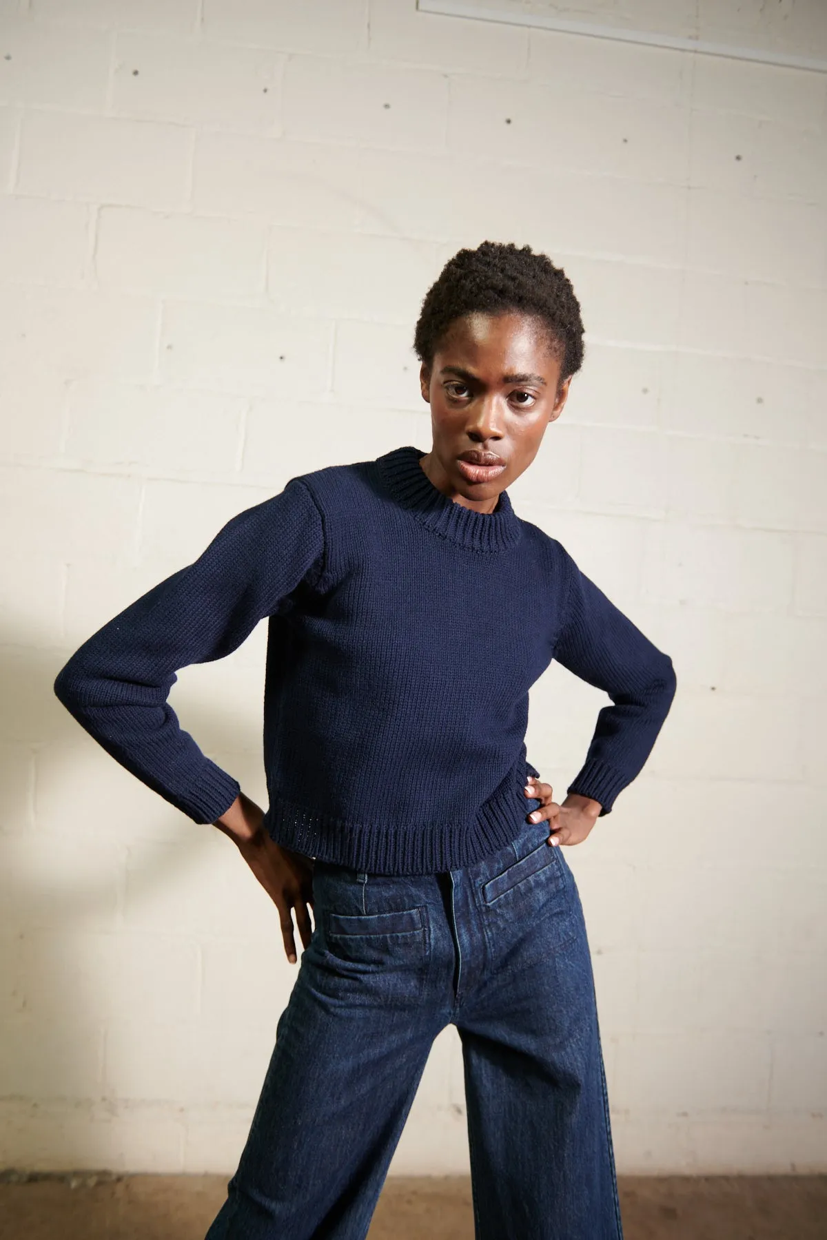 CHUNKY SHRUNKEN JUMPER | navy | organic sold by Maria Stanley product image thumbnail 2
