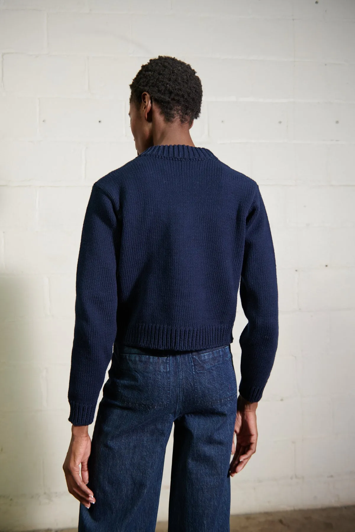 CHUNKY SHRUNKEN JUMPER | navy | organic sold by Maria Stanley product image thumbnail 4