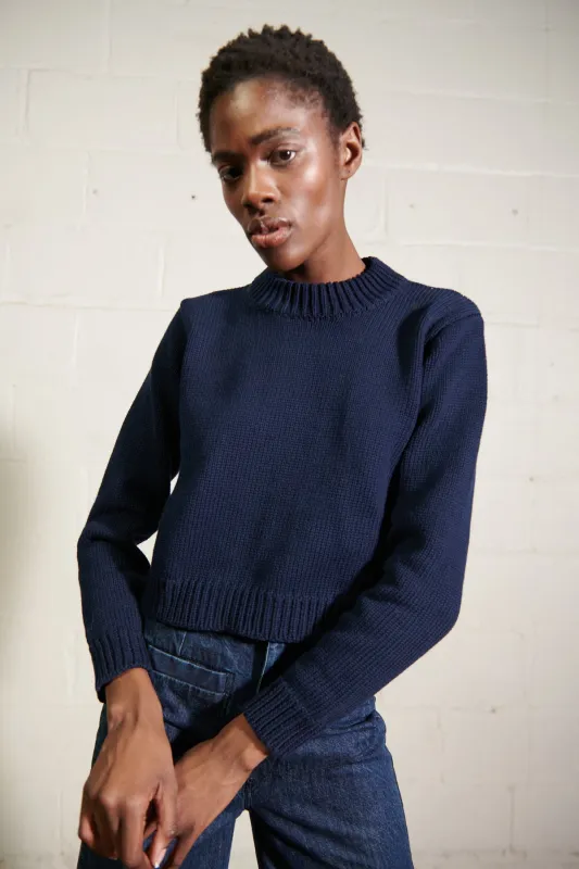 CHUNKY SHRUNKEN JUMPER | navy | organic sold by Maria Stanley