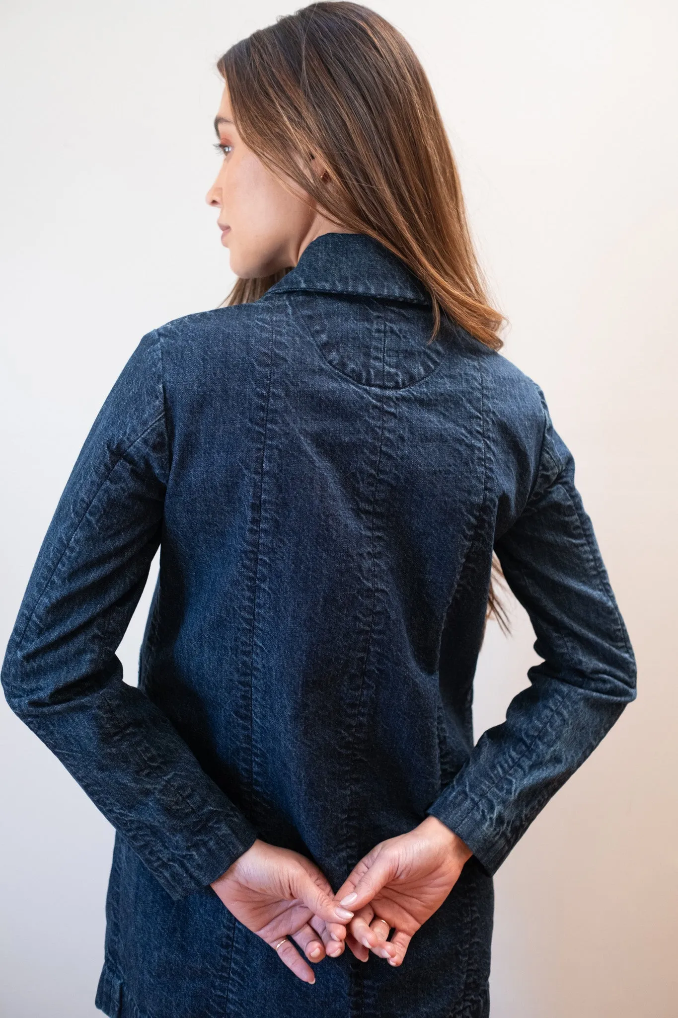 CONRAD CHORE COAT | denim | organic + earth dyed sold by Maria Stanley product image thumbnail 4