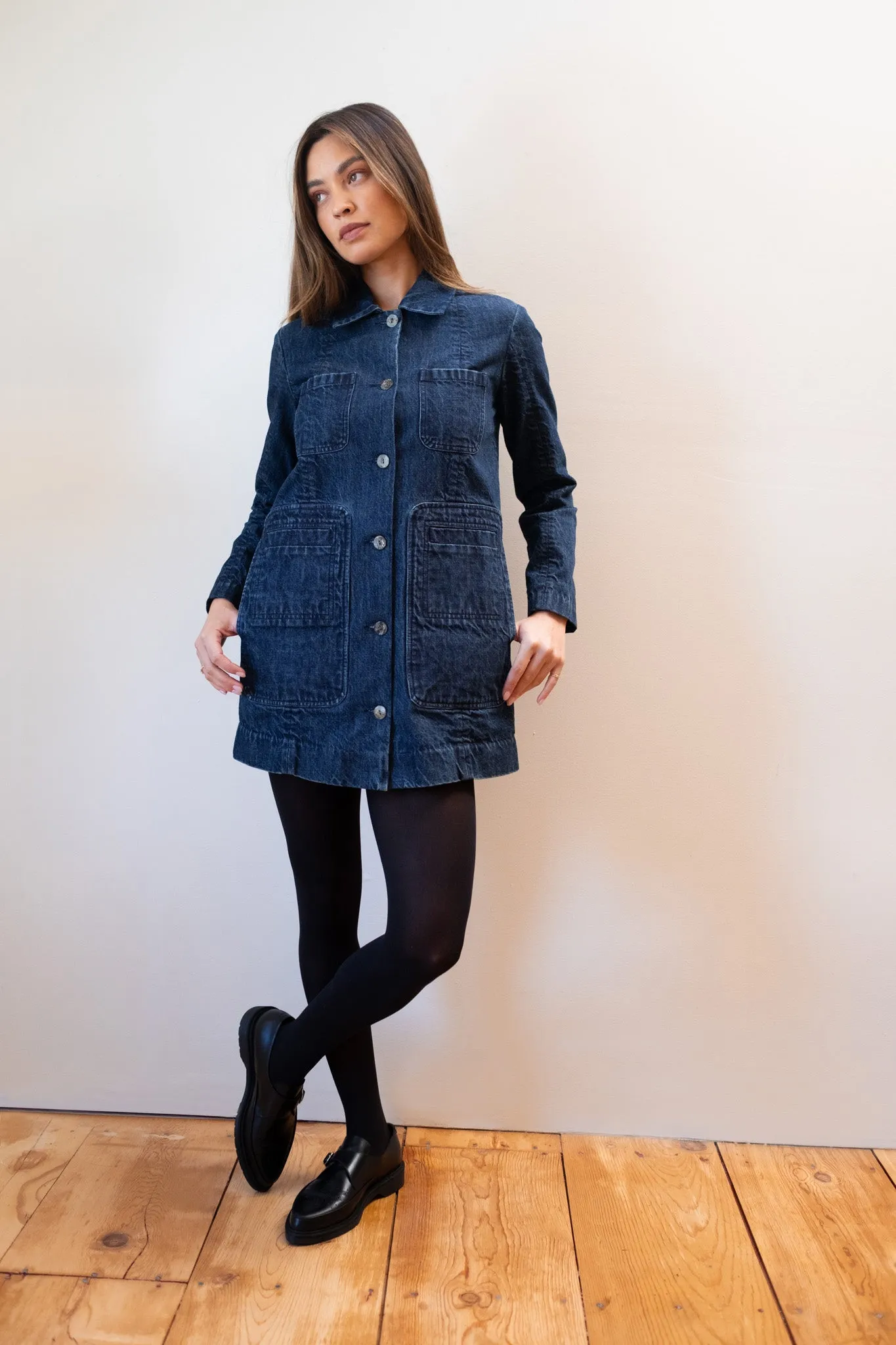 CONRAD CHORE COAT | denim | organic + earth dyed sold by Maria Stanley product image thumbnail 3