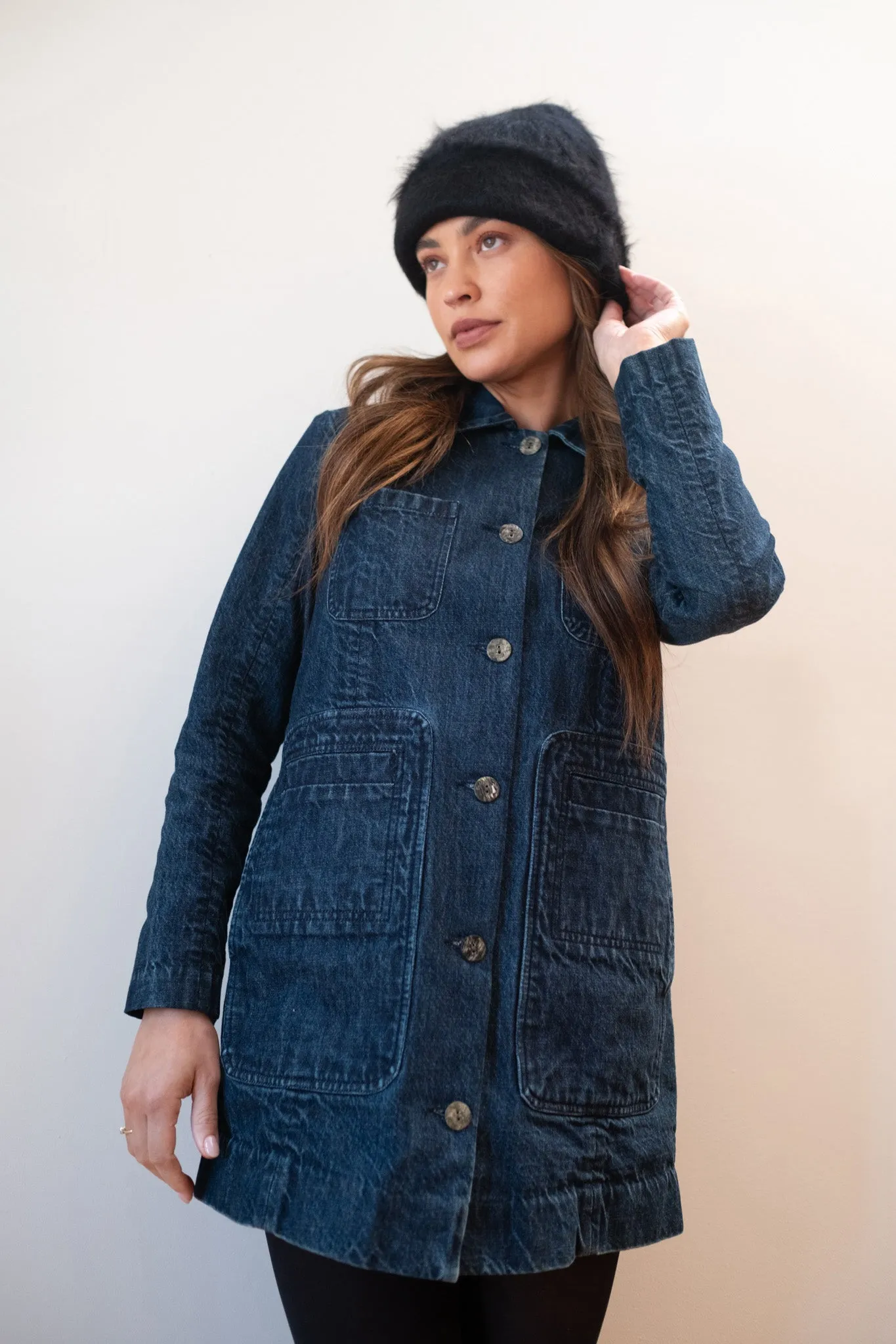 CONRAD CHORE COAT | denim | organic + earth dyed sold by Maria Stanley product image thumbnail 2