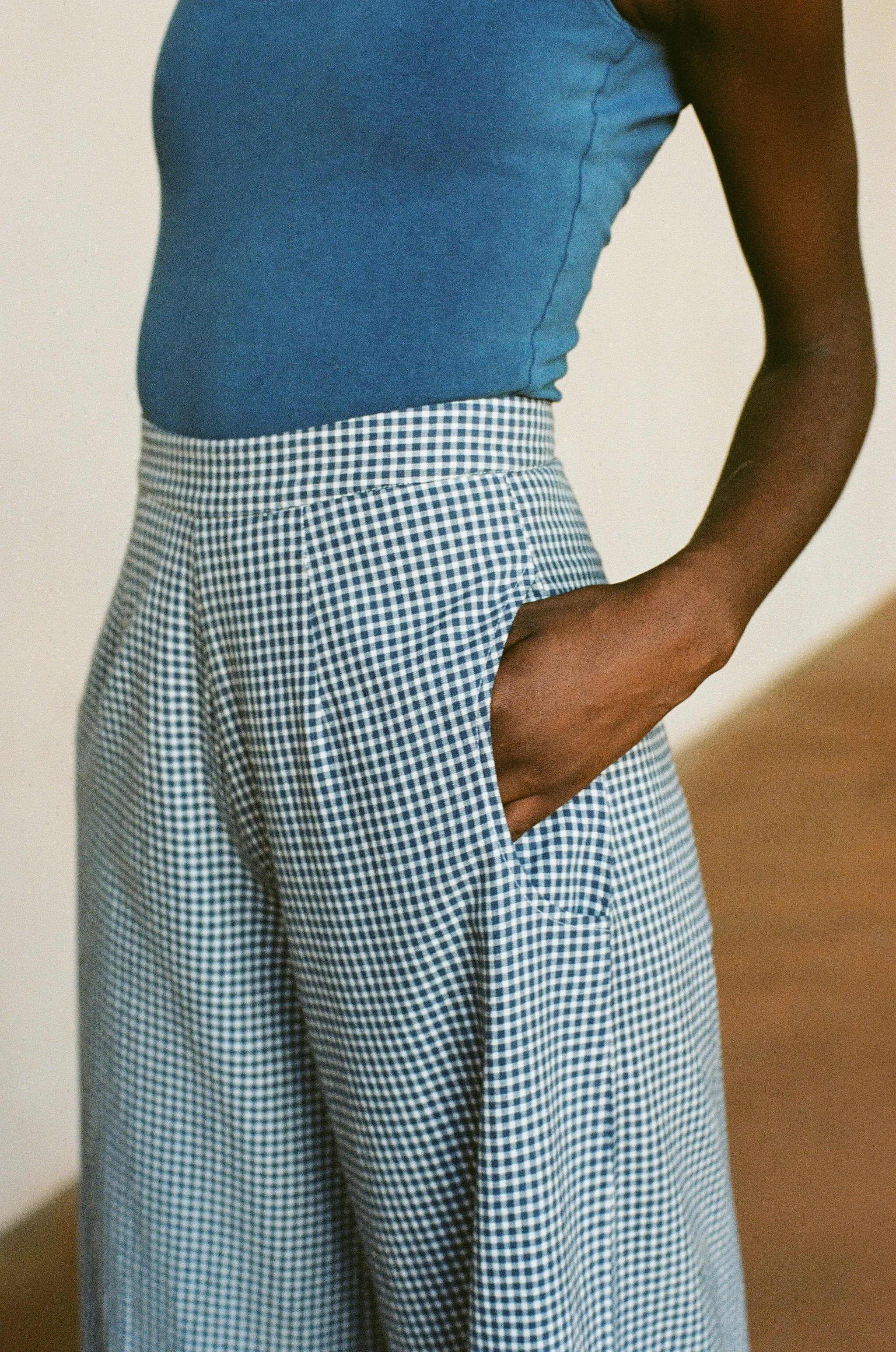 COOK TROUSER | gingham | organic + earth dyed | WAREHOUSE SALE sold by Maria Stanley product image thumbnail 5