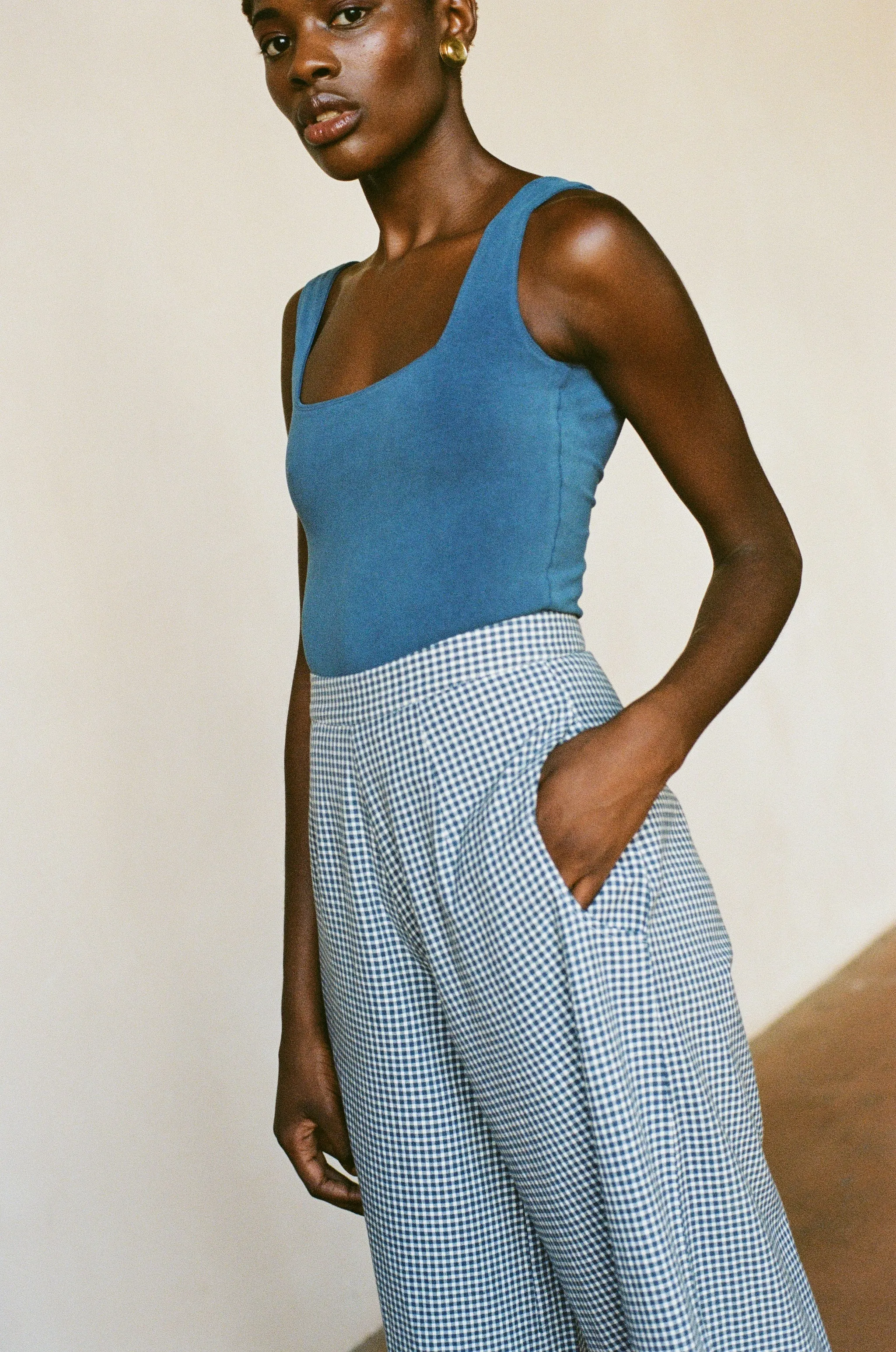 COOK TROUSER | gingham | organic + earth dyed | WAREHOUSE SALE sold by Maria Stanley product image thumbnail 4