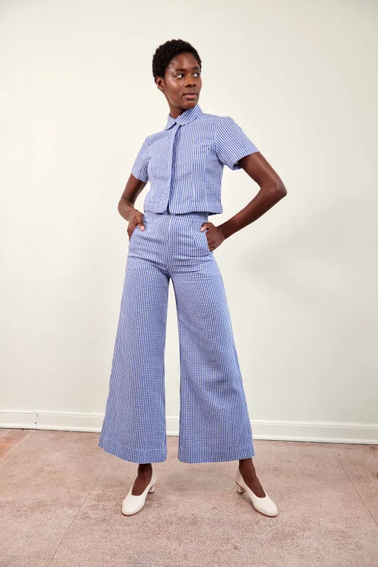 COOK TROUSER | indigo gingham | organic + earth dyed sold by Maria Stanley