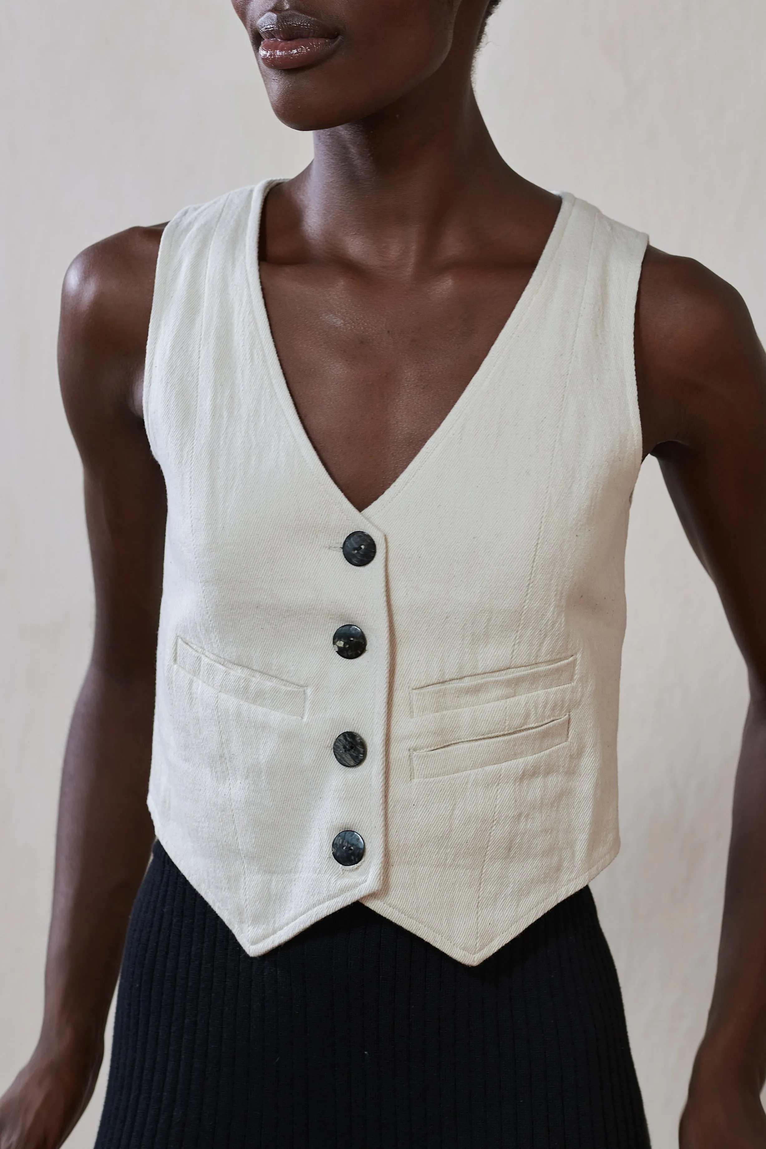 FARRA VEST | bone denim | WAREHOUSE SALE sold by Maria Stanley product image thumbnail 5