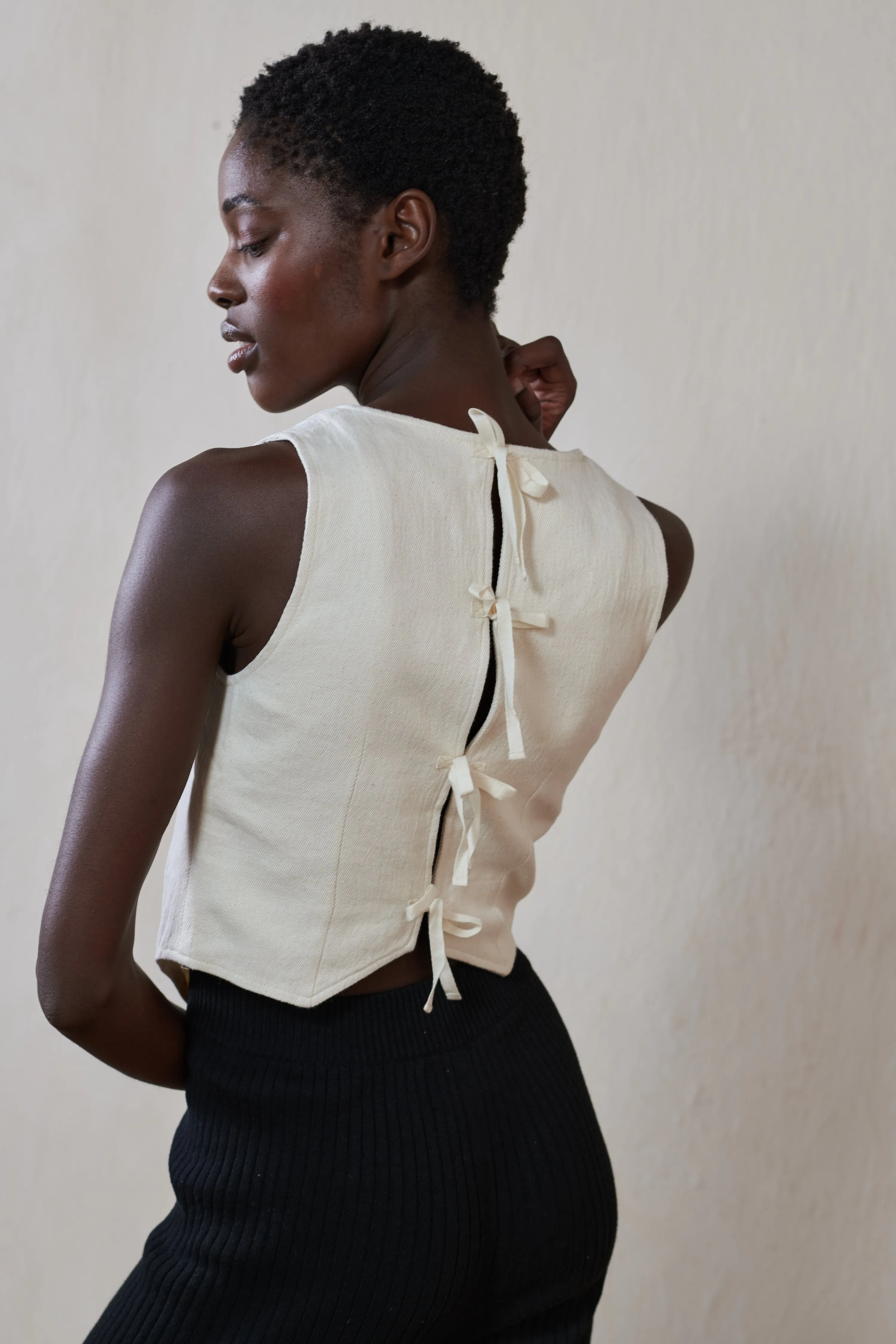 FARRA VEST | bone denim | WAREHOUSE SALE sold by Maria Stanley product image thumbnail 2