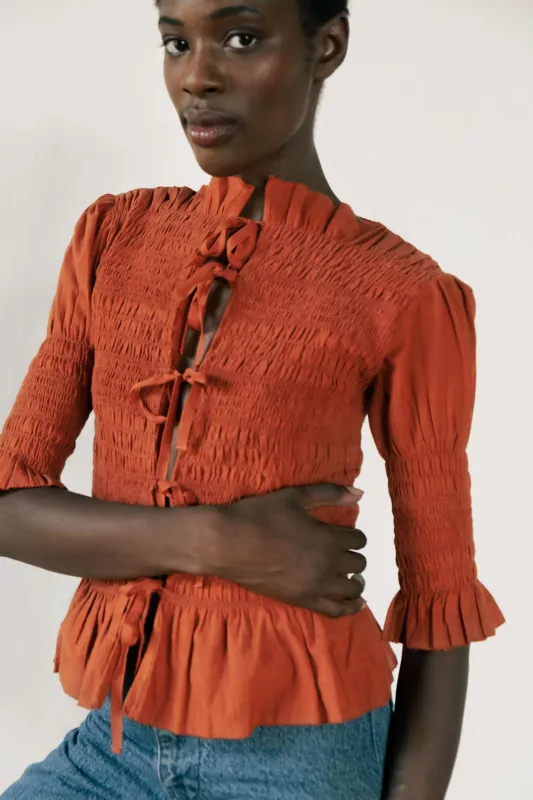 FERNE REVERSIBLE TOP | yam | organic + earth dyed sold by Maria Stanley