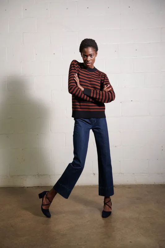 FINN RIBBED PULLOVER | cacao stripe | organic made by Maria Stanley