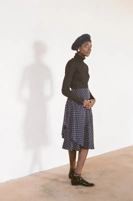 HUTSON SKIRT | dotted navy | WAREHOUSE SALE sold by Maria Stanley