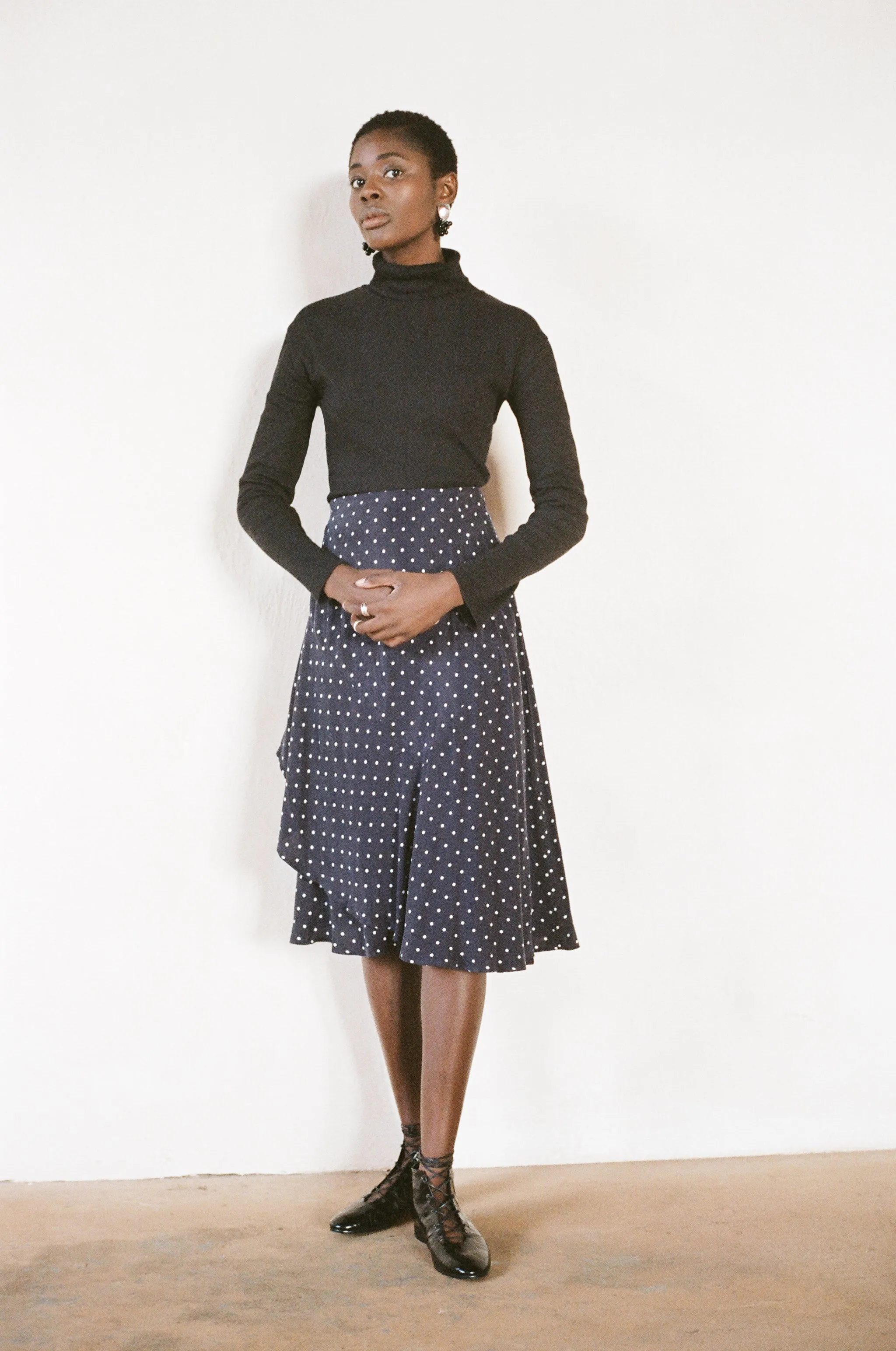 HUTSON SKIRT | dotted navy | WAREHOUSE SALE sold by Maria Stanley product image thumbnail 2