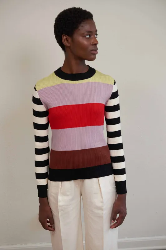MAIZY RIBBED PULLOVER | stripe | organic sold by Maria Stanley
