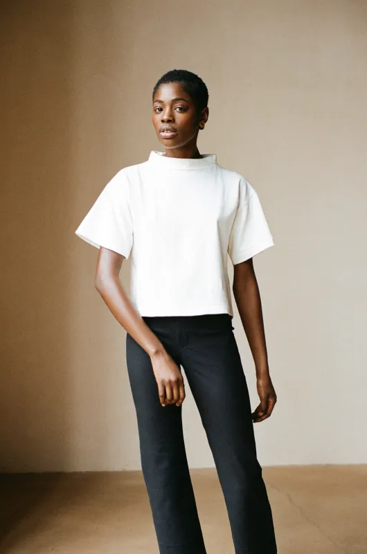 MOCKNECK TEE | bone | WAREHOUSE SALE sold by Maria Stanley