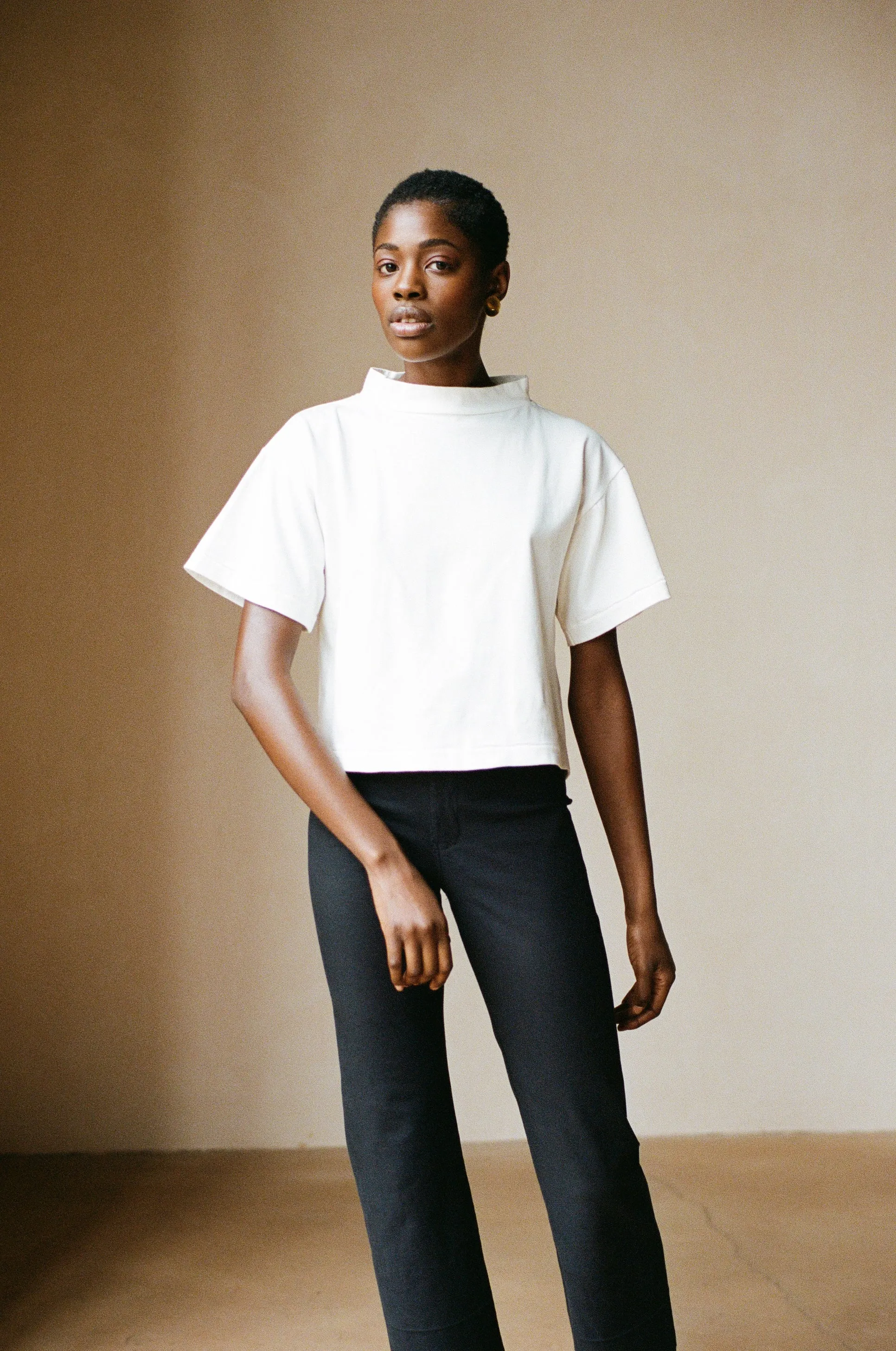 MOCKNECK TEE | bone | WAREHOUSE SALE sold by Maria Stanley