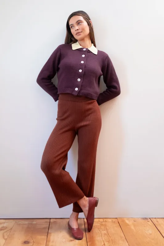 RIBBED GALLO PANT | cacao sold by Maria Stanley