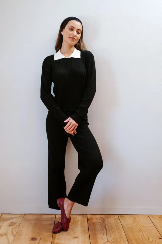RIBBED GALLO PANT | noir sold by Maria Stanley