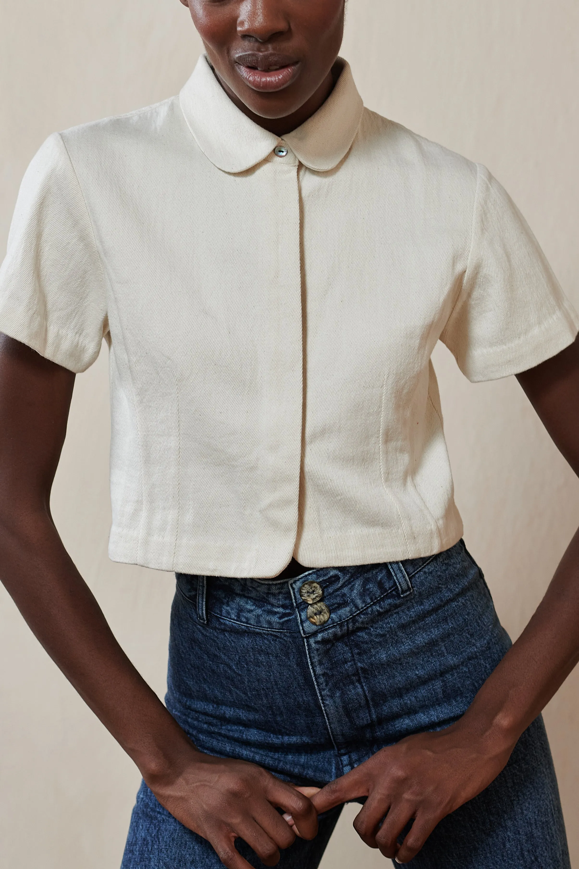 SEBASTIAN TOP | bone denim | organic + undyed sold by Maria Stanley product image thumbnail 4