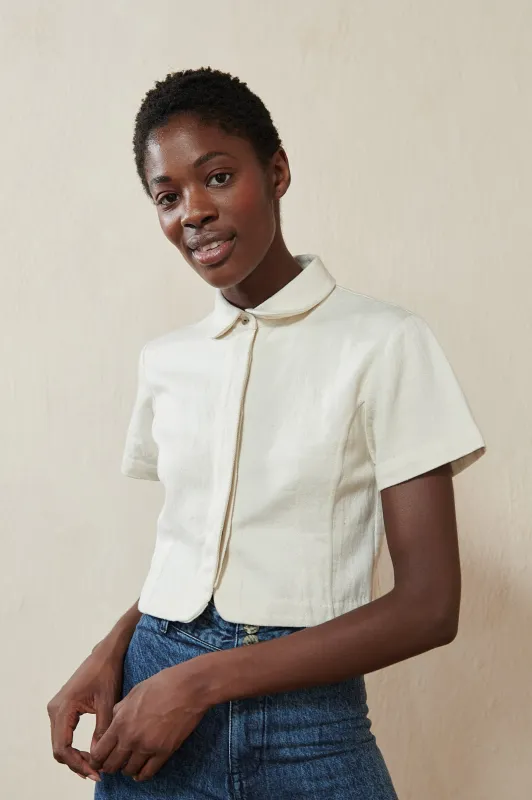 SEBASTIAN TOP | bone denim | organic + undyed sold by Maria Stanley