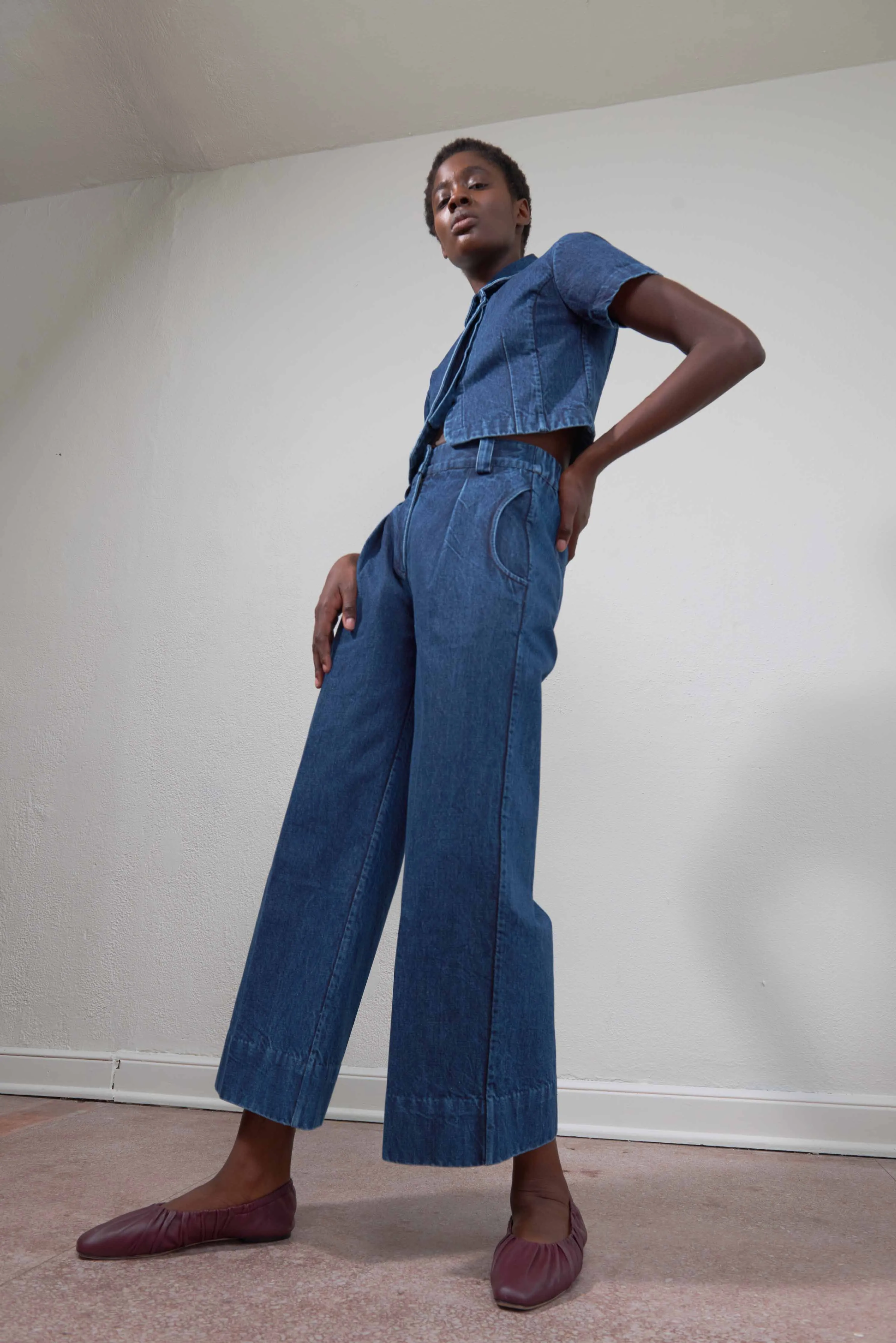 SEBASTIAN TOP | indigo denim | organic sold by Maria Stanley product image thumbnail 3