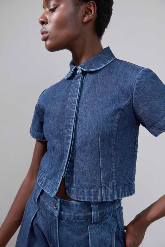 SEBASTIAN TOP | indigo denim | organic sold by Maria Stanley