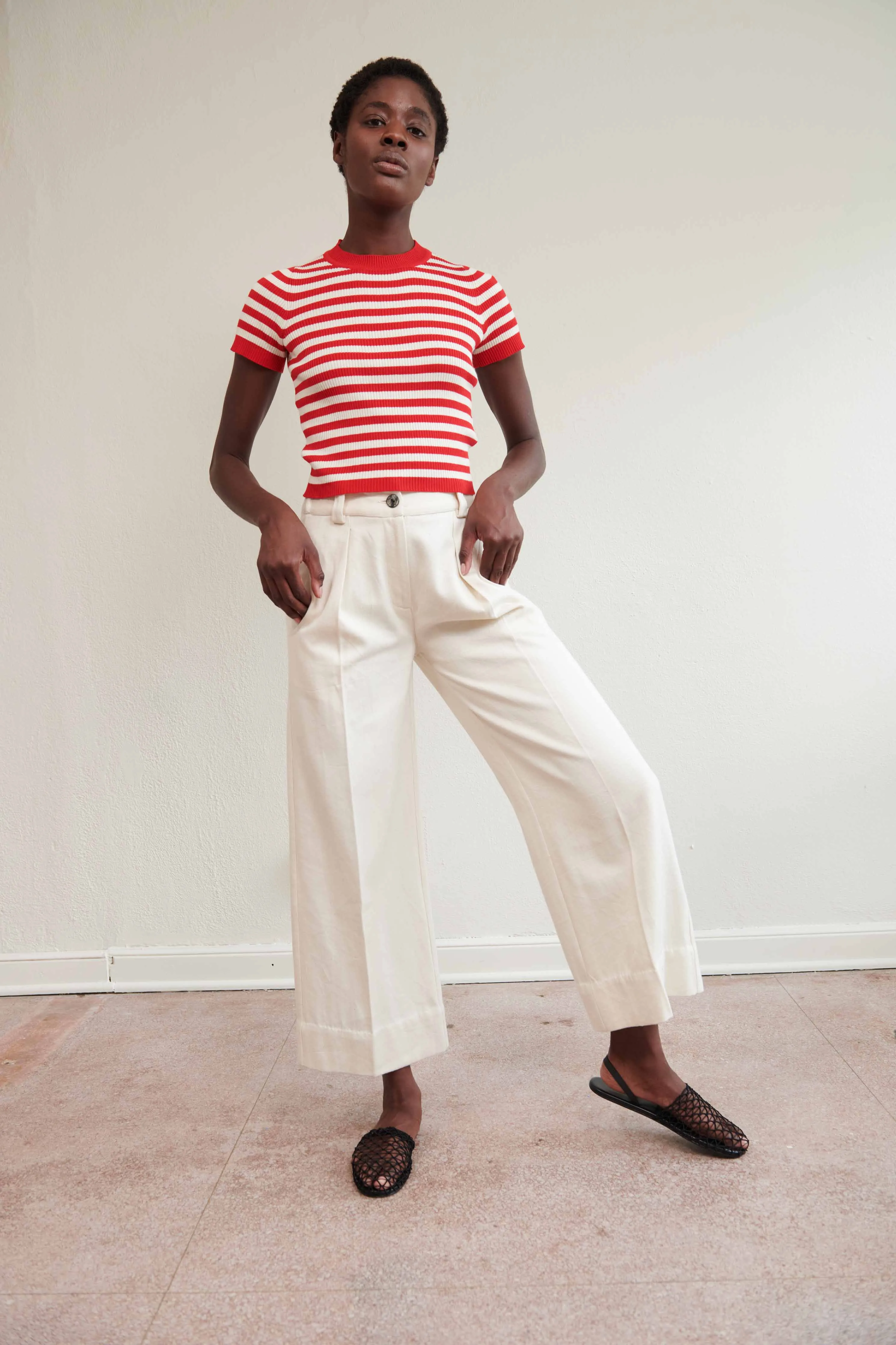 SLOANE TROUSER | bone denim | organic sold by Maria Stanley