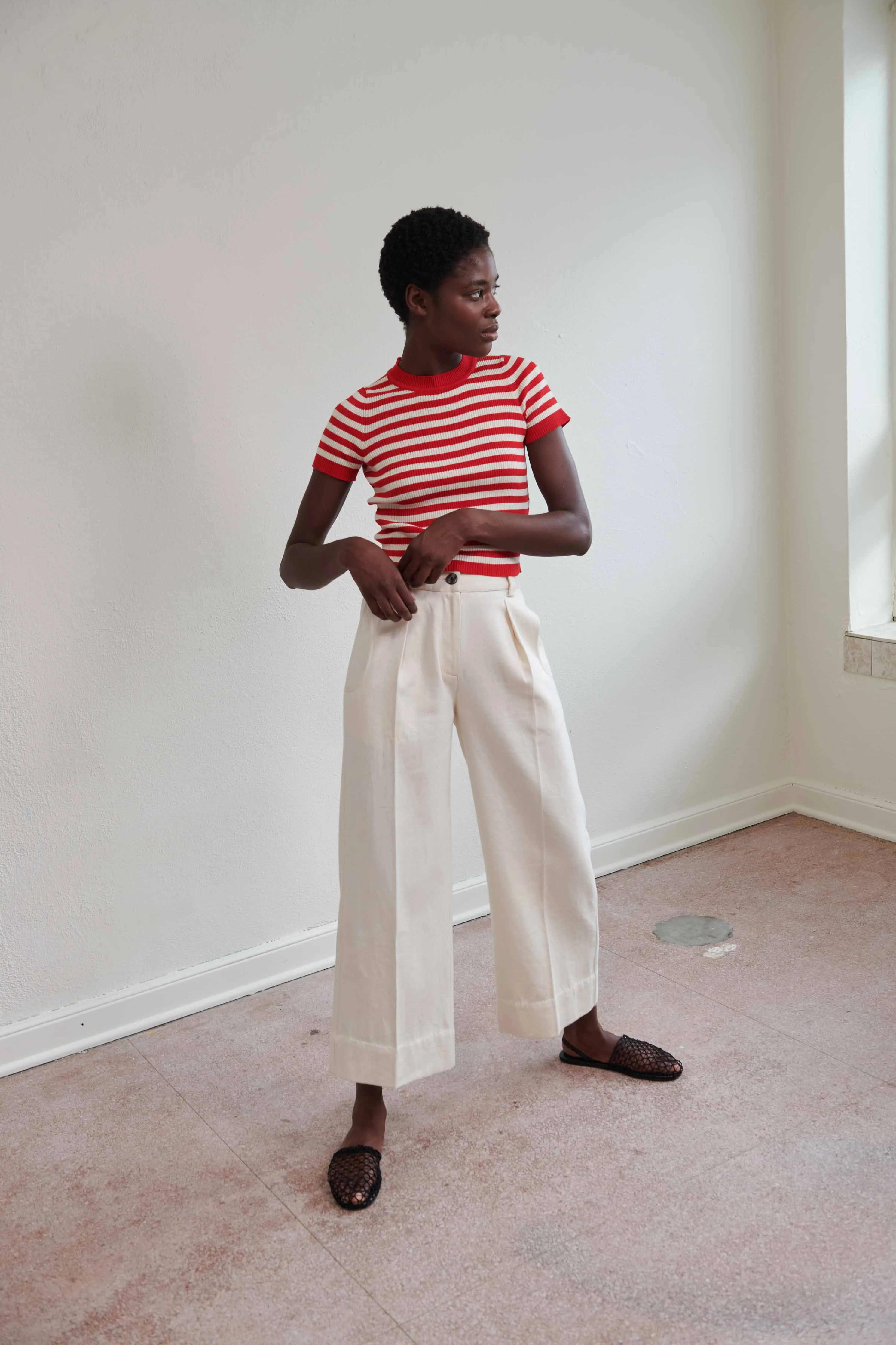 SLOANE TROUSER | bone denim | organic sold by Maria Stanley product image thumbnail 3