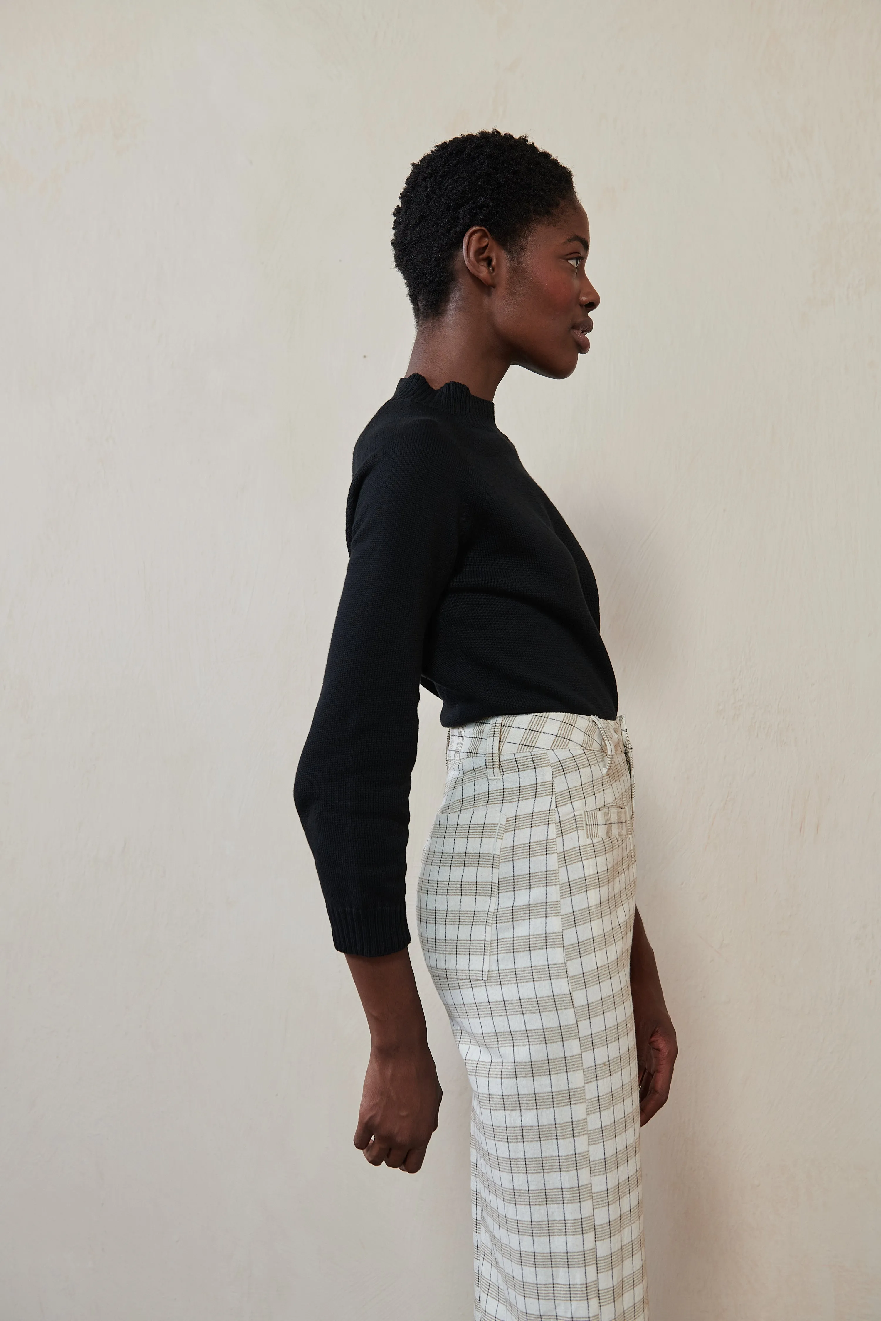 SOFT HANK PANT | bone plaid sold by Maria Stanley product image thumbnail 5