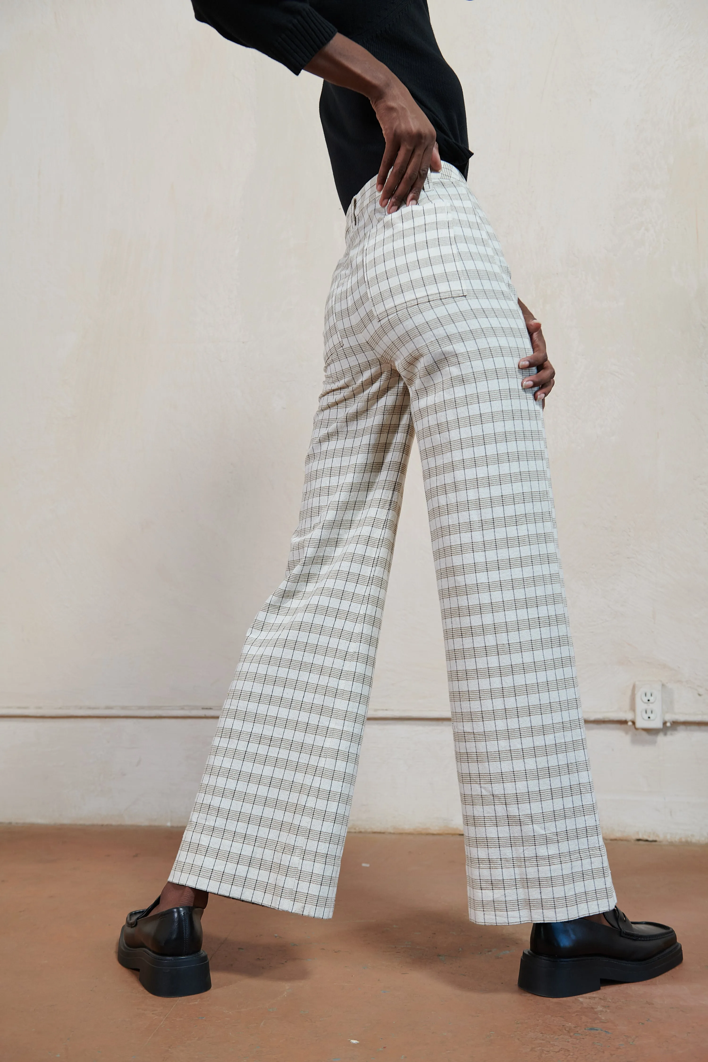 SOFT HANK PANT | bone plaid sold by Maria Stanley product image thumbnail 3