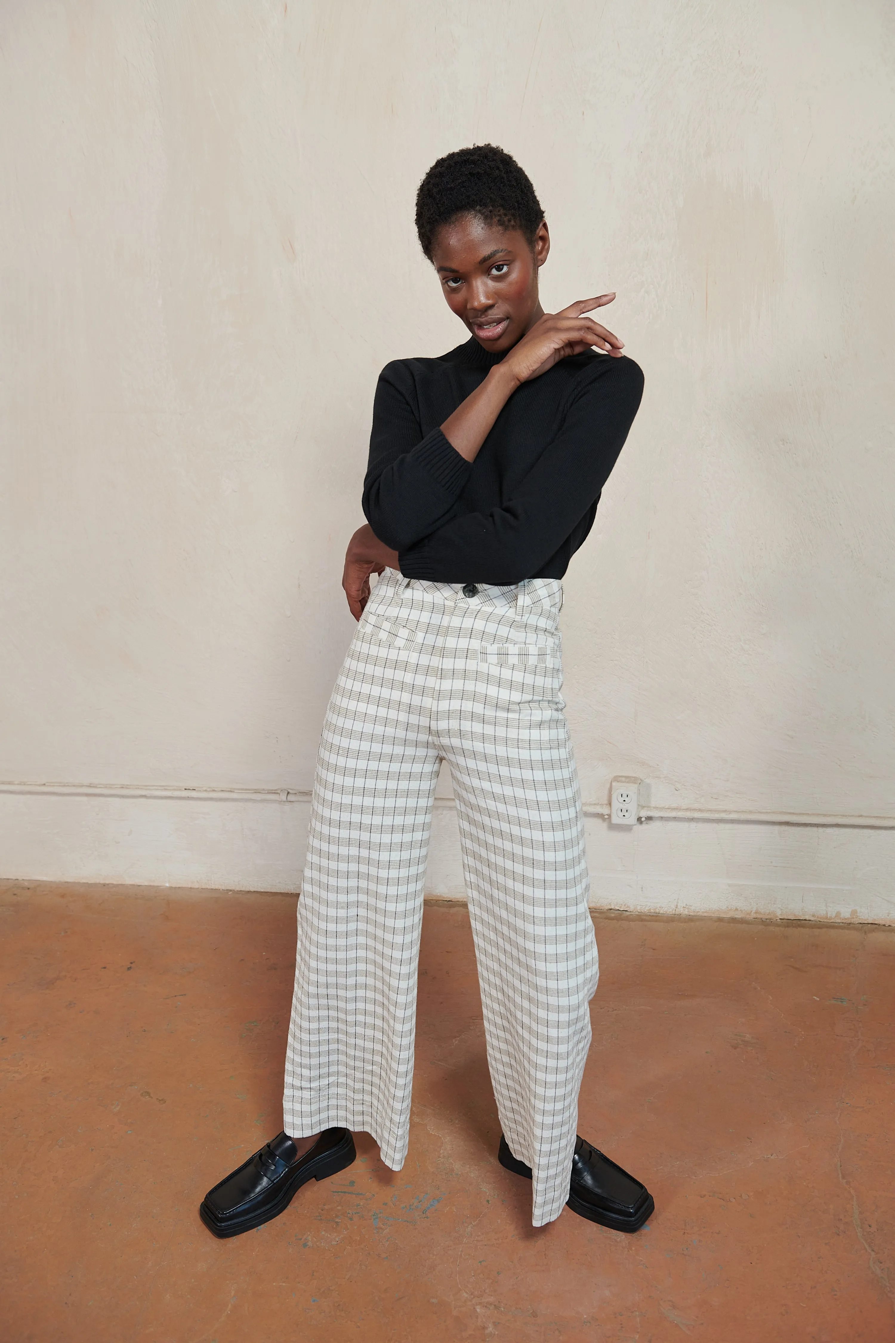SOFT HANK PANT | bone plaid sold by Maria Stanley product image thumbnail 4