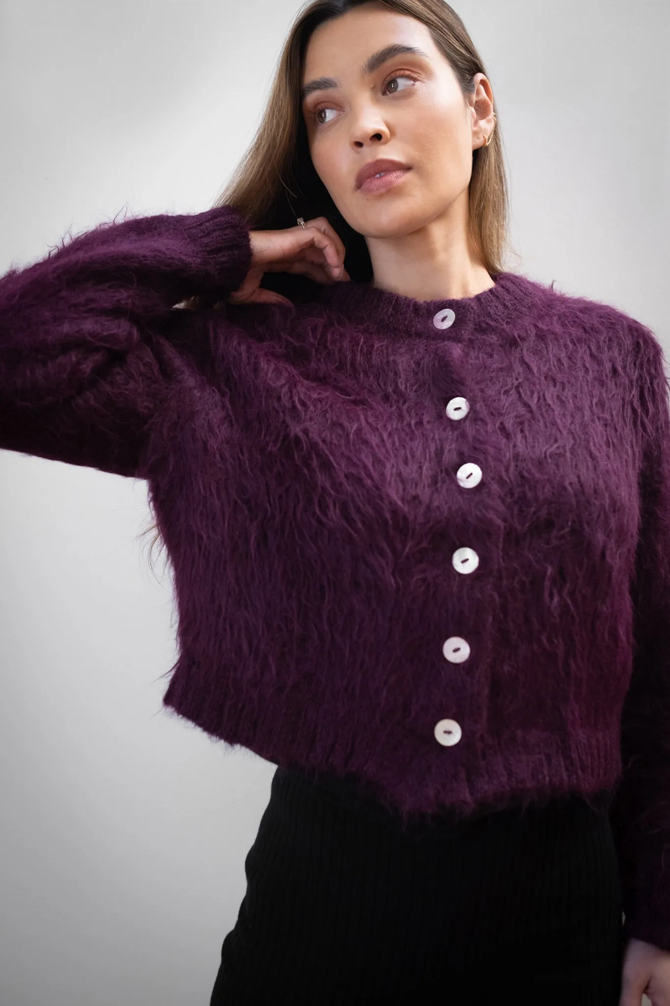 BRUSHED CARDI | jam sold by Maria Stanley product image thumbnail 3