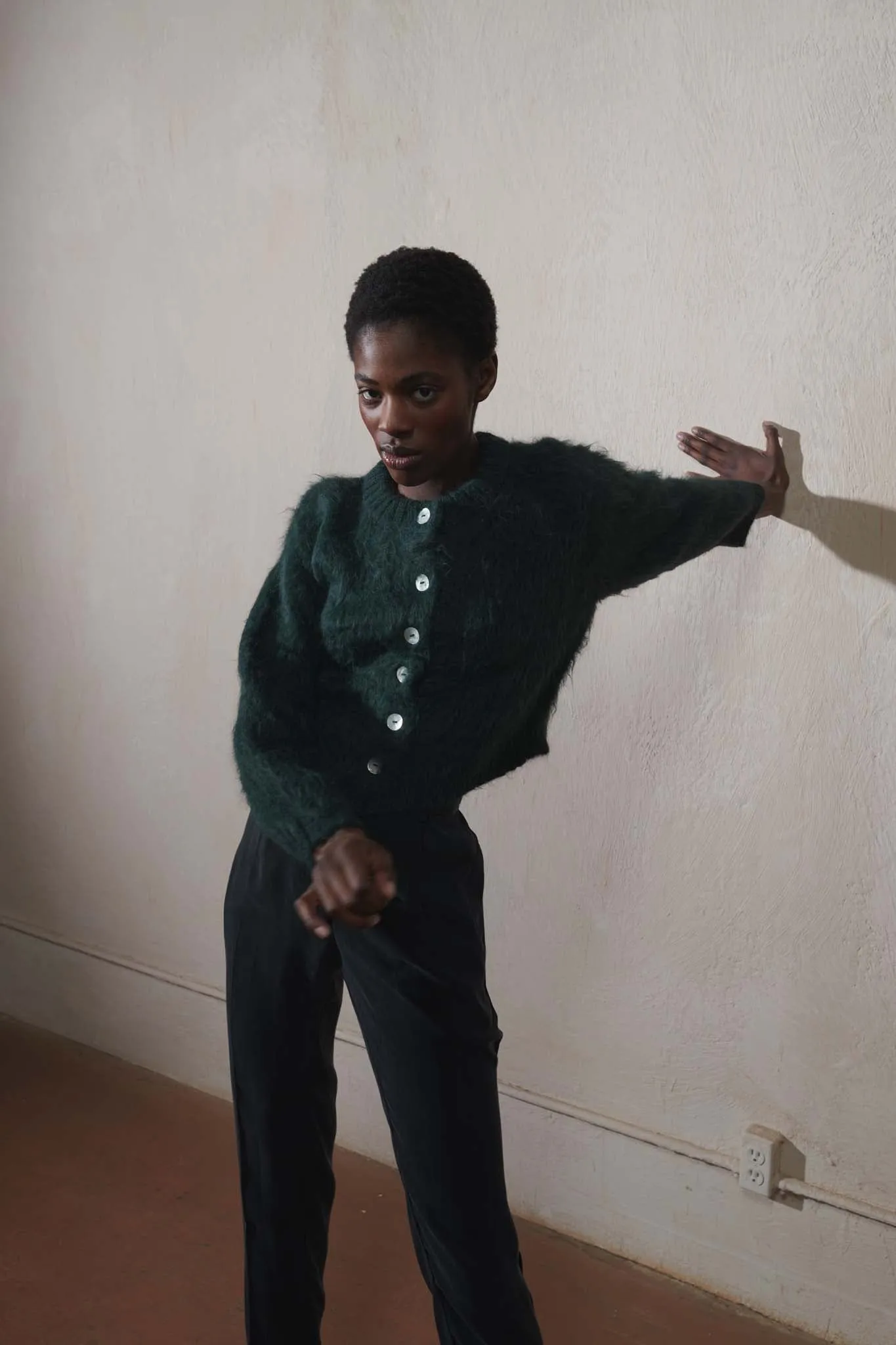 BRUSHED CARDI | kelp sold by Maria Stanley product image thumbnail 4