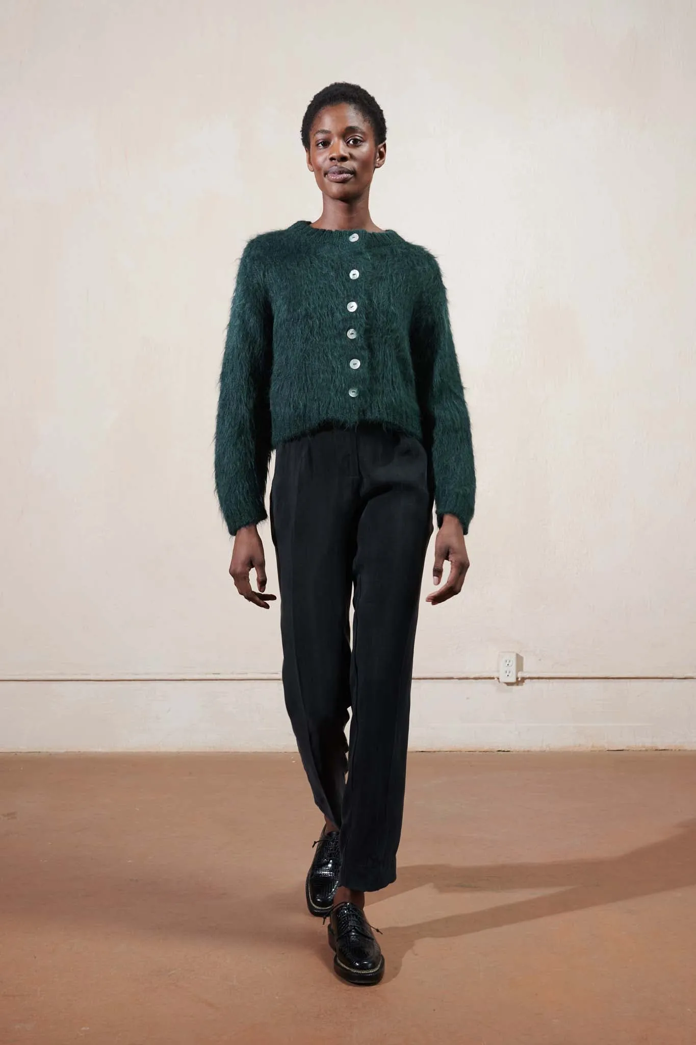 BRUSHED CARDI | kelp sold by Maria Stanley product image thumbnail 3