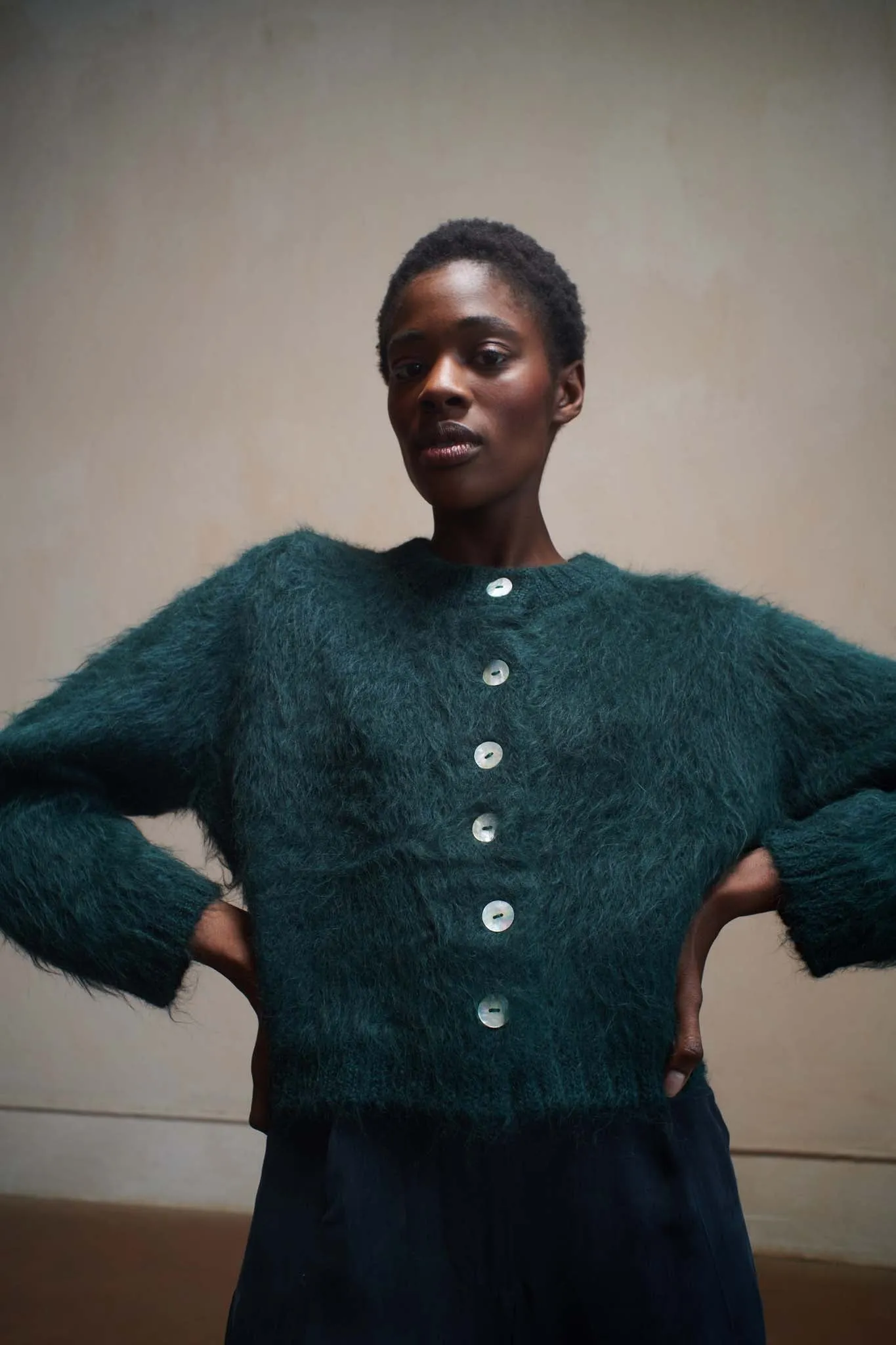 BRUSHED CARDI | kelp sold by Maria Stanley product image thumbnail 2